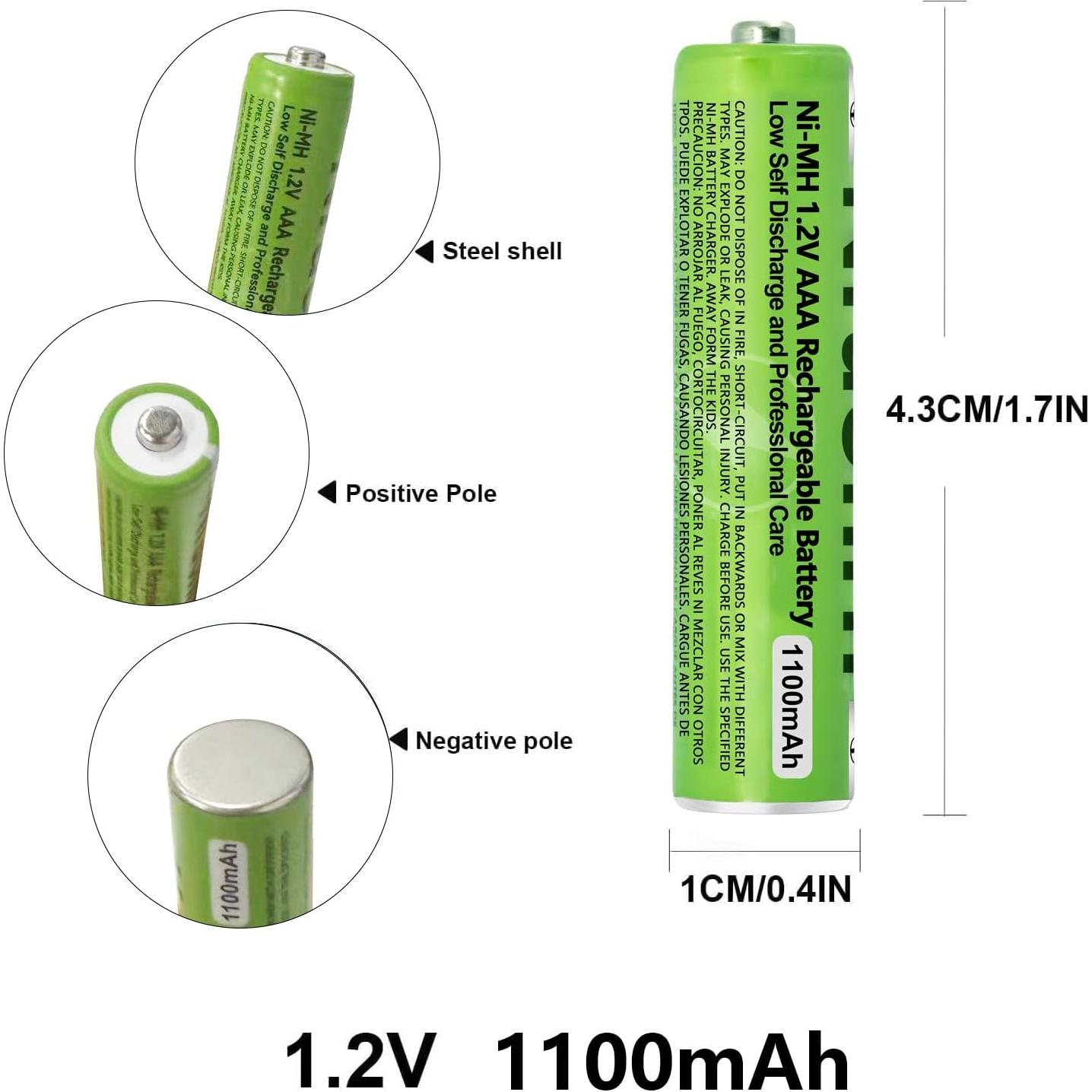 Paquete de 6 Baterías Recargables Ni-MH AAA 1.2V 1100mAh Panasonic