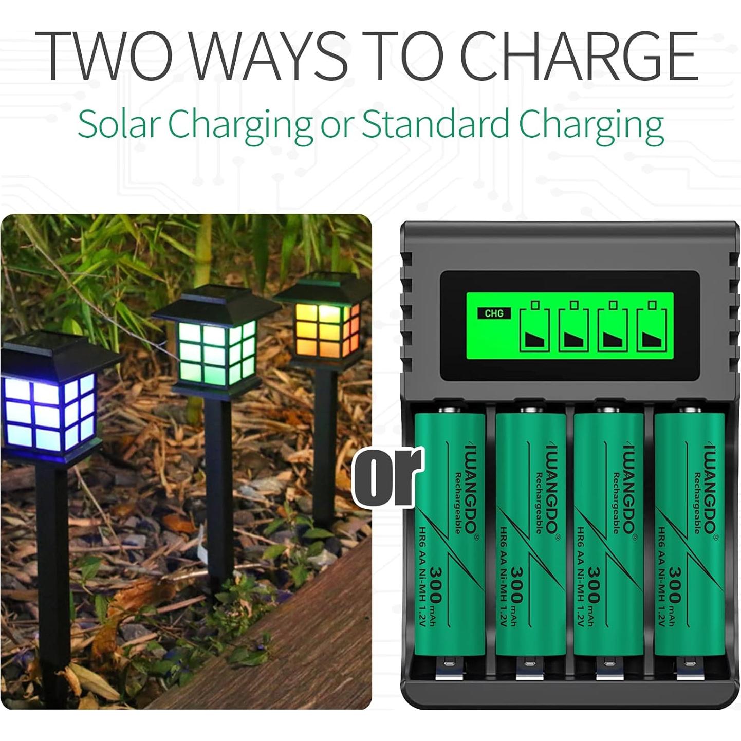 Baterías AA Recargables NiMH 300mAh WangDou para Luz Solar