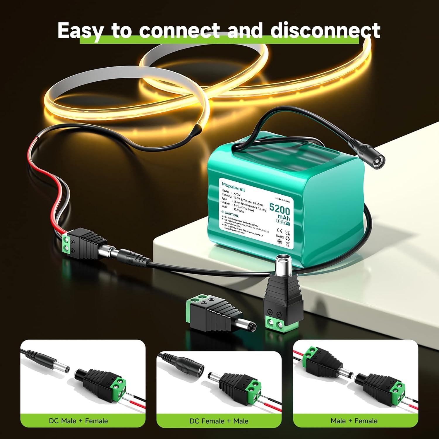 Batería recargable 12V 5200mAh Mspalocell con cargador