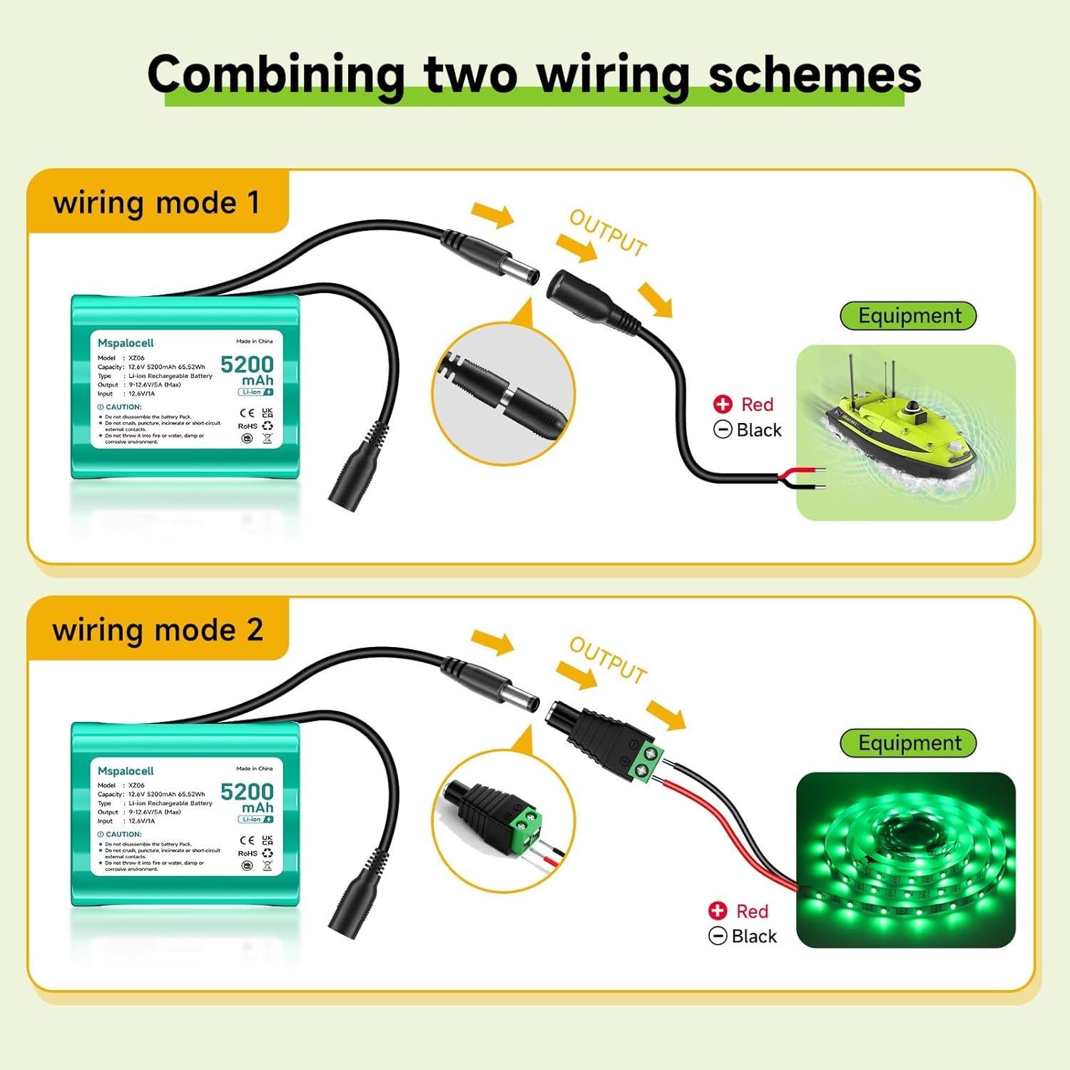 Batería recargable 12V 5200mAh Mspalocell con cargador