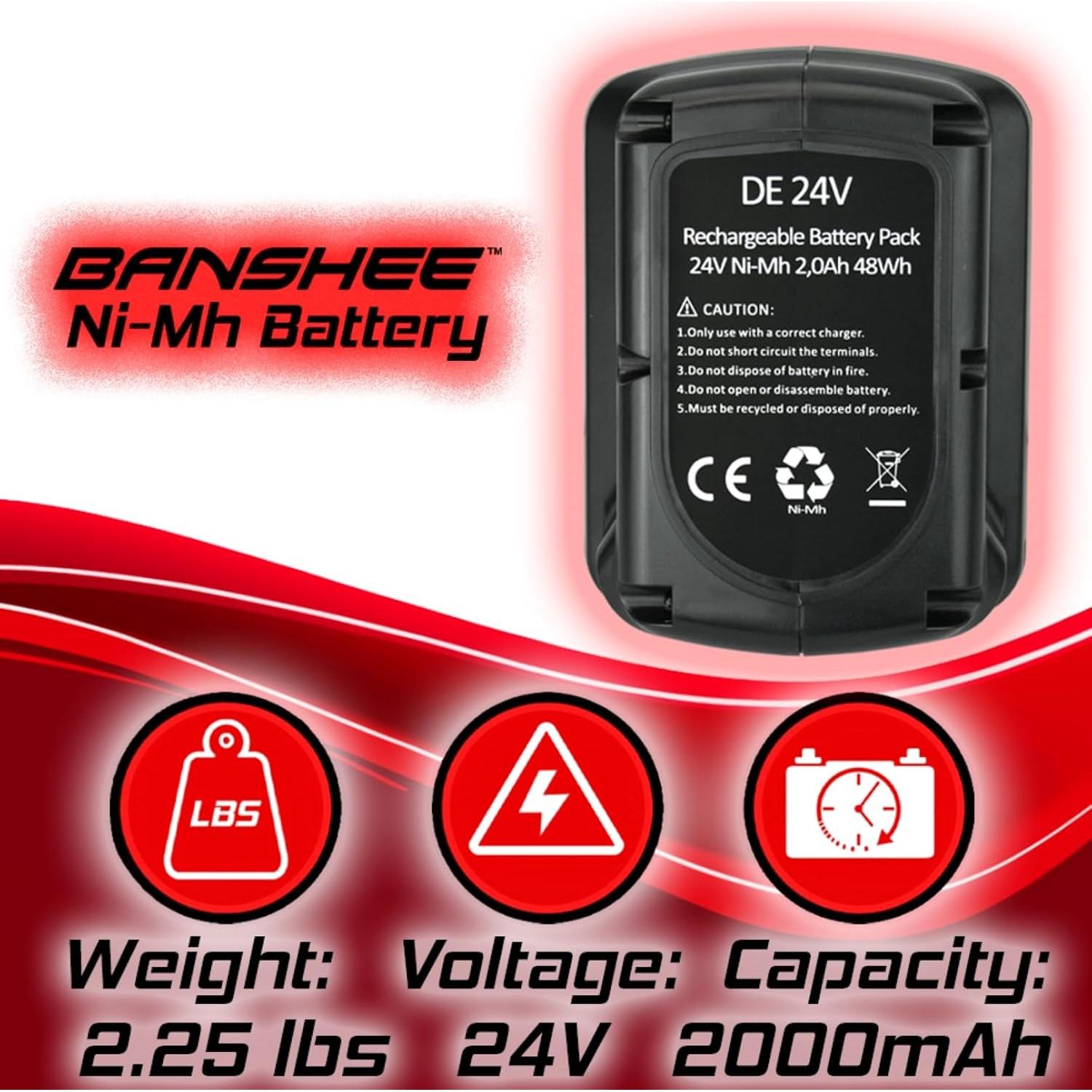 Baterías de Reemplazo Banshee 24V 2000mAh NiMH - 2 Piezas
