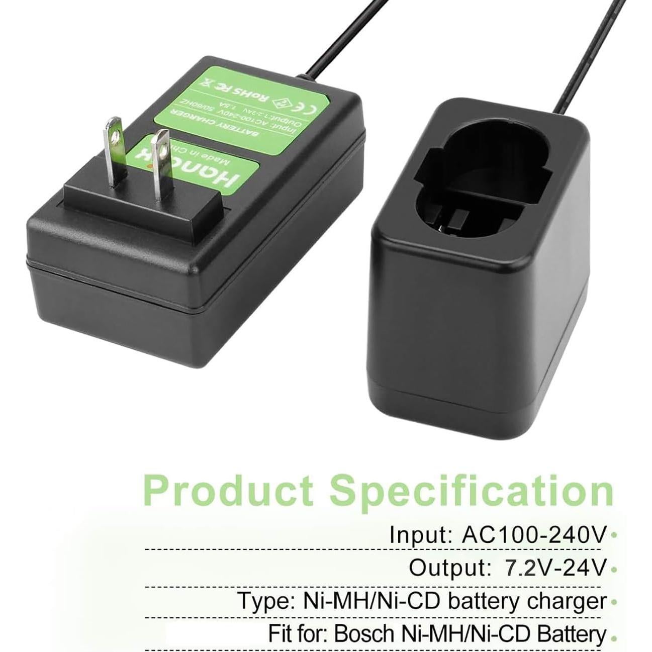 Cargador Ni-MH Ni-CD 7.2V-24V Hanaix Compatible Bosch