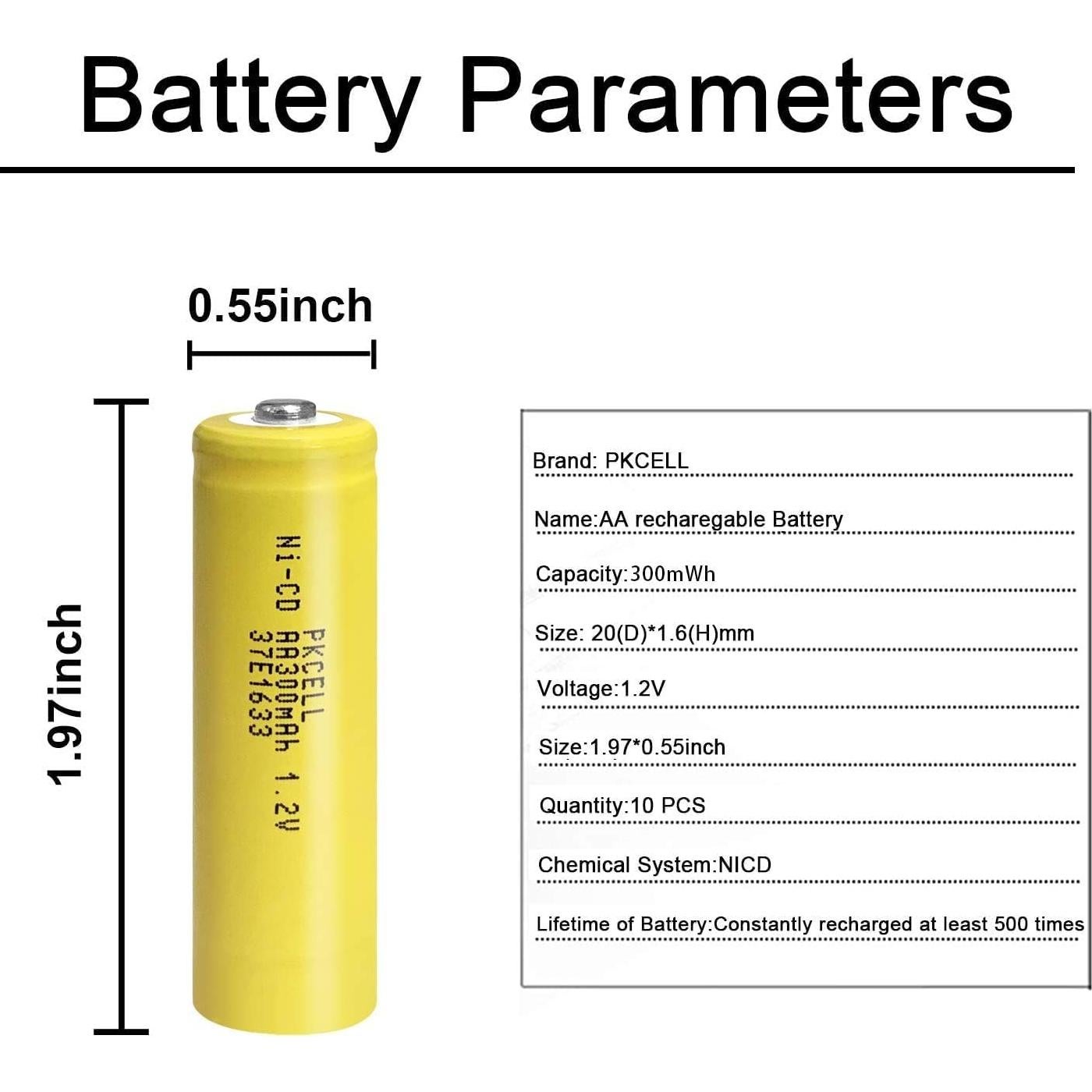 Baterías Recargables AA PKCELL 1.2V 300mAh Ni-CD - 4 Pcs
