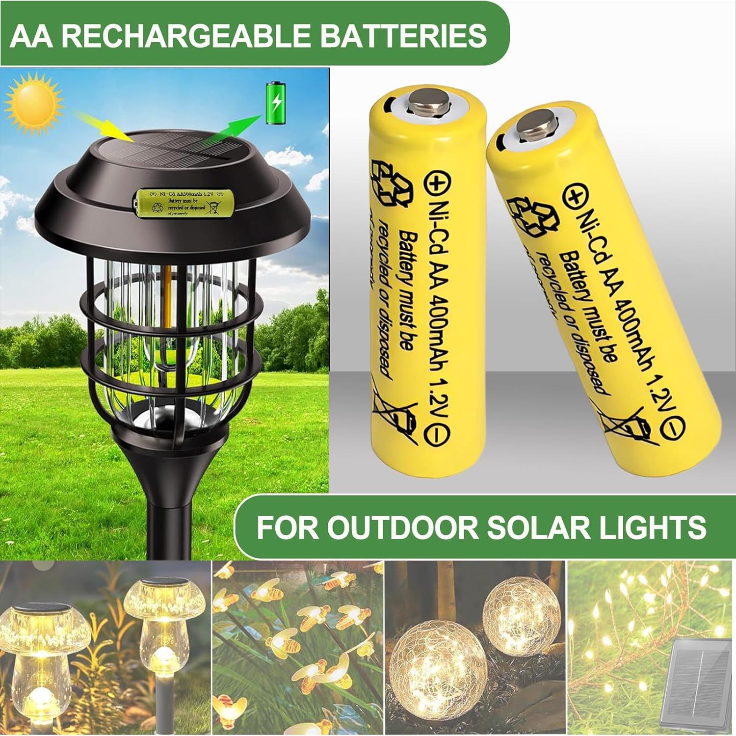 Baterías Recargables AA 400mAh NiCd Zsolarigt - Paquete de 10