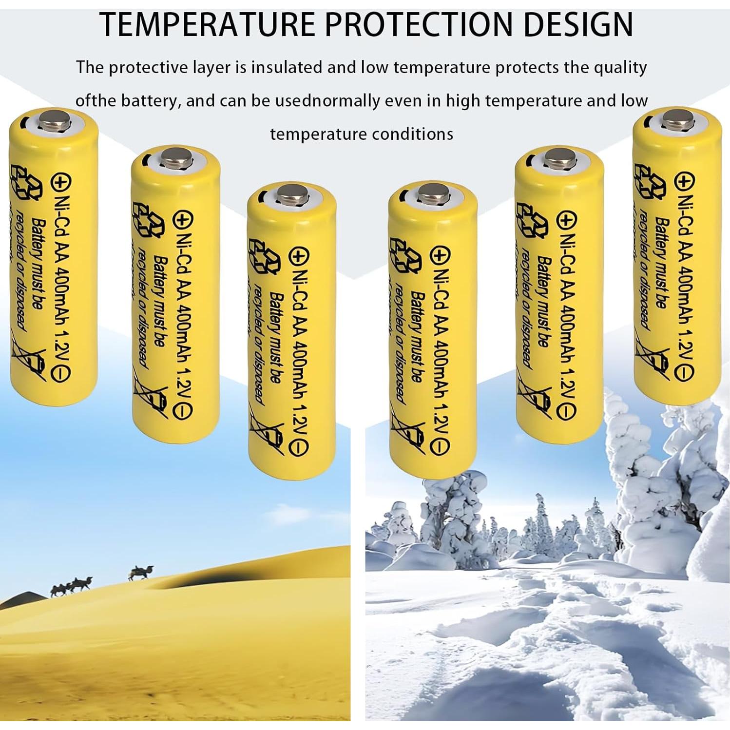 Baterías Recargables AA 400mAh NiCd Zsolarigt - Paquete de 10