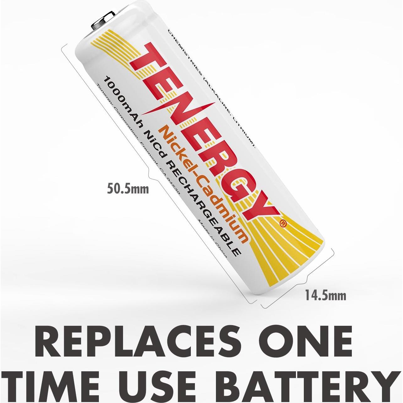 Baterías recargables NiCD AA Tenergy 1.2V 1000mAh 24 unidades