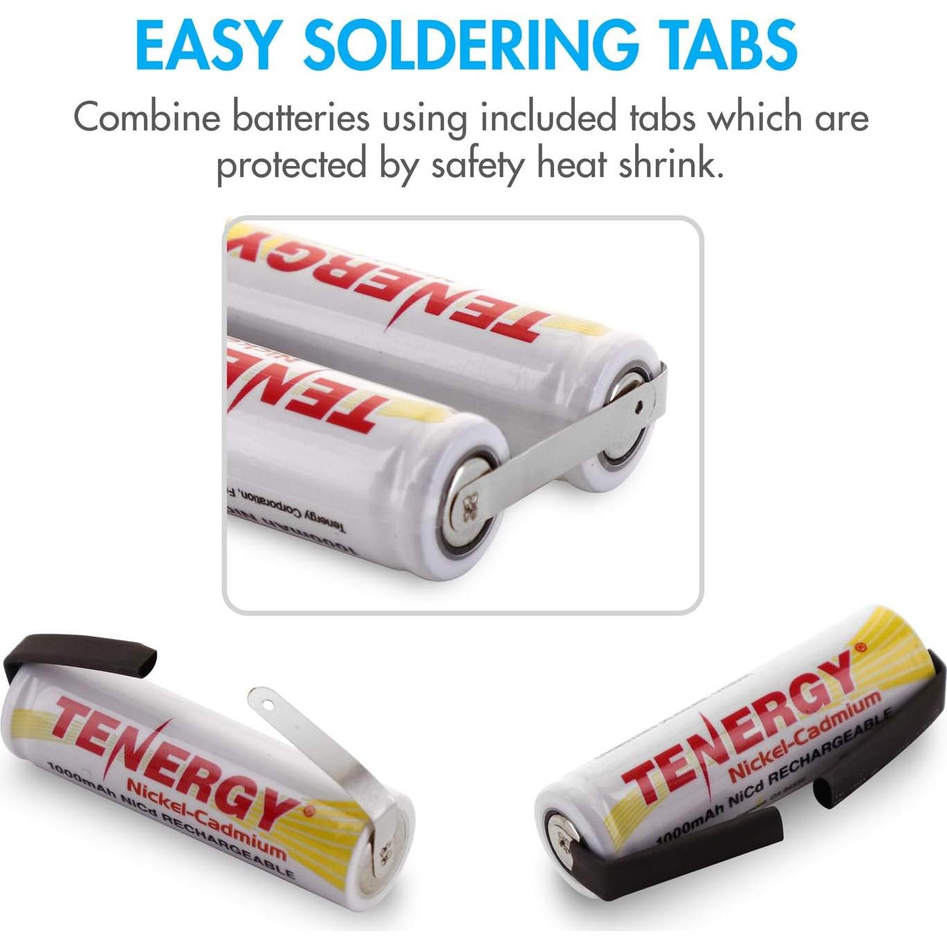 Baterías recargables Tenergy AA NiCD 1.2V 1000mAh - Paquete de 12