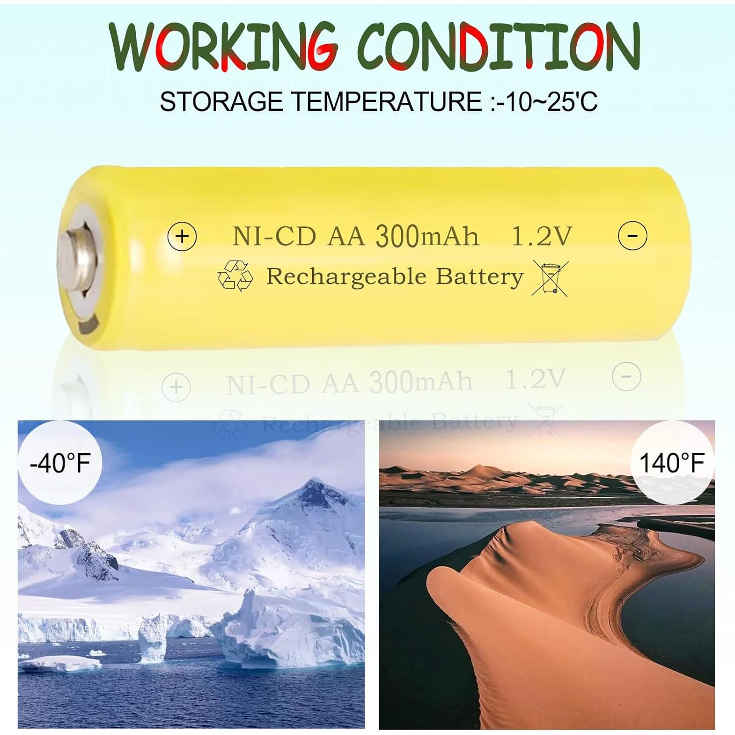 Baterías recargables AA NI-CD 300mAh 1.2V Teneyuuo - Paquete de 8