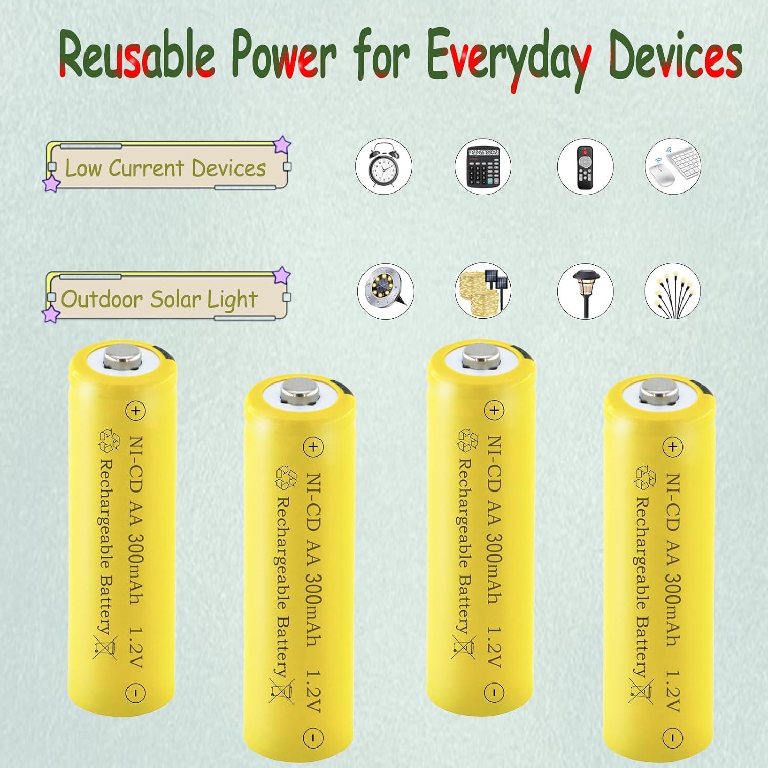 Baterías recargables AA NI-CD 300mAh 1.2V Teneyuuo - Paquete de 8