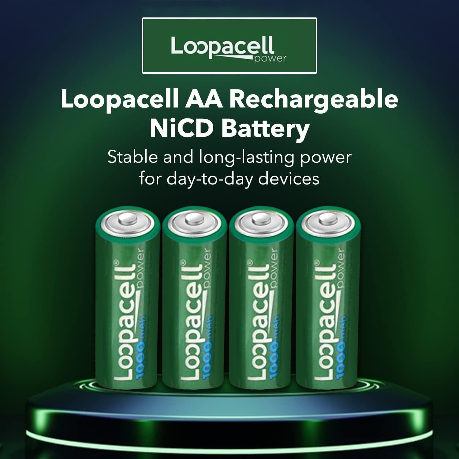 Batería recargable NiCD Loopacell 4 AA 1.2V 1000mAh alta capacidad