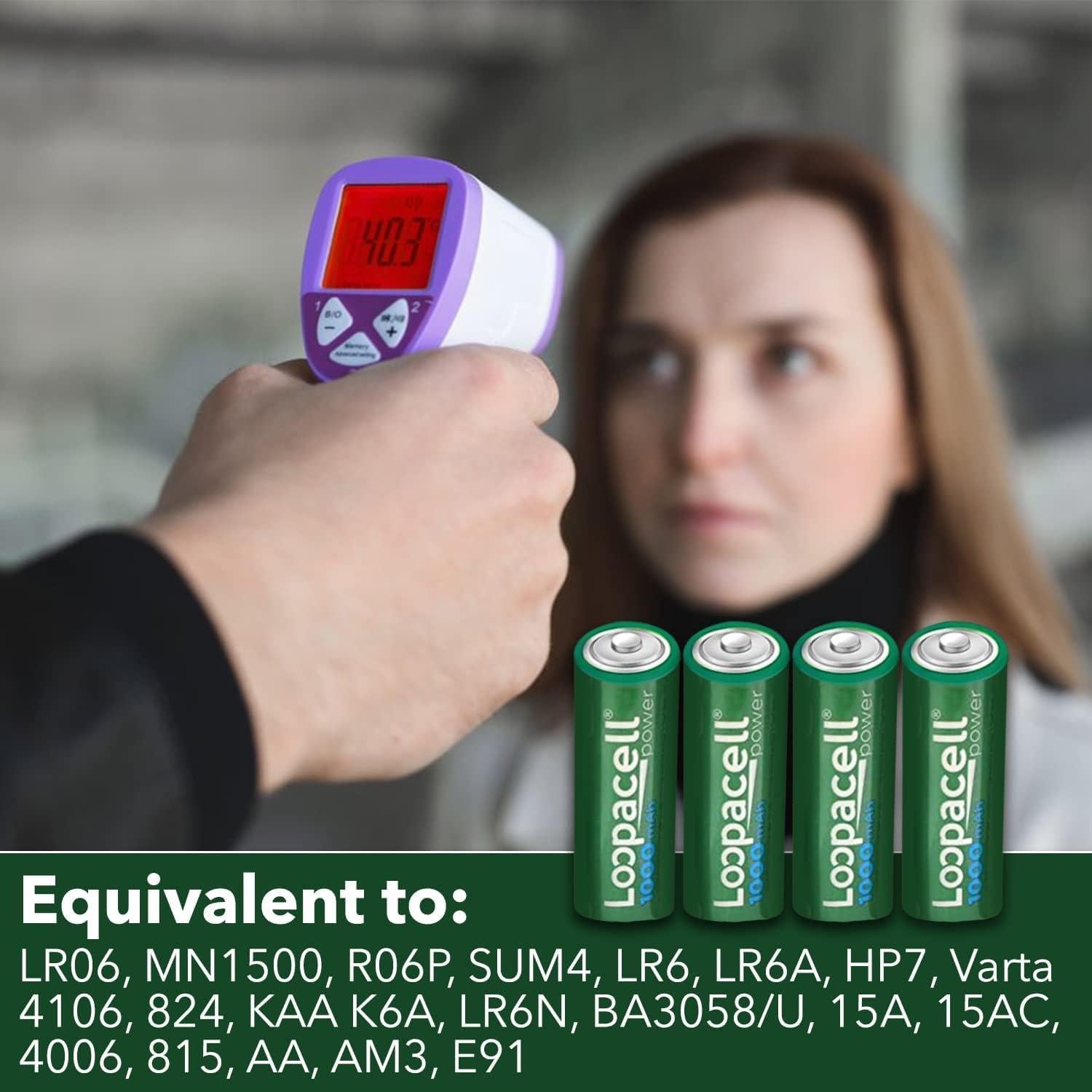 Batería recargable NiCD Loopacell 4 AA 1.2V 1000mAh alta capacidad