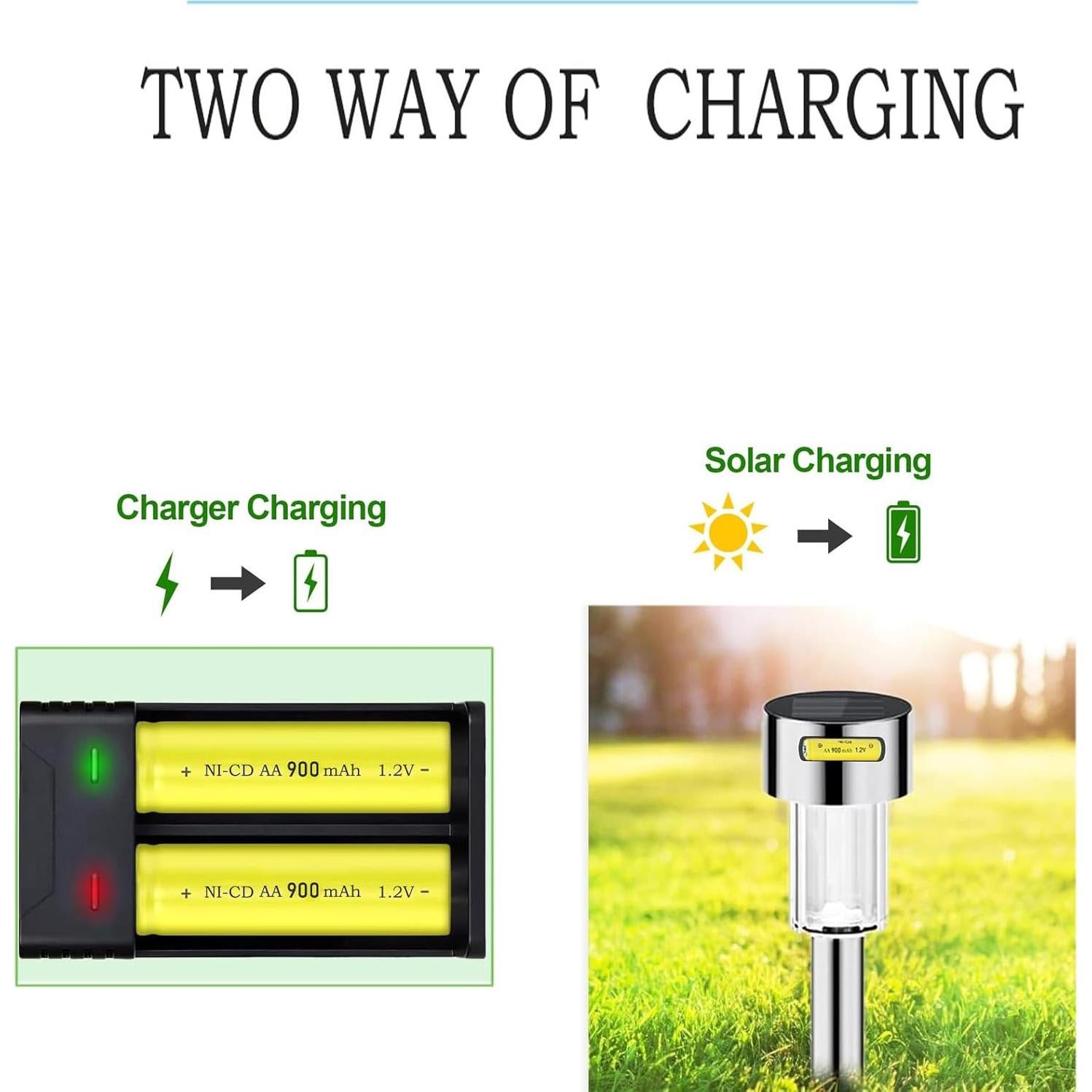 4 Baterías Recargables AA Ni-Cd 900mAh Betmaxful para Luces Solares