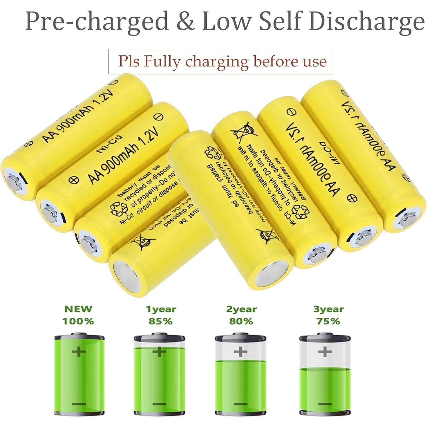 4 Baterías Recargables AA Ni-Cd 900mAh Betmaxful para Luces Solares