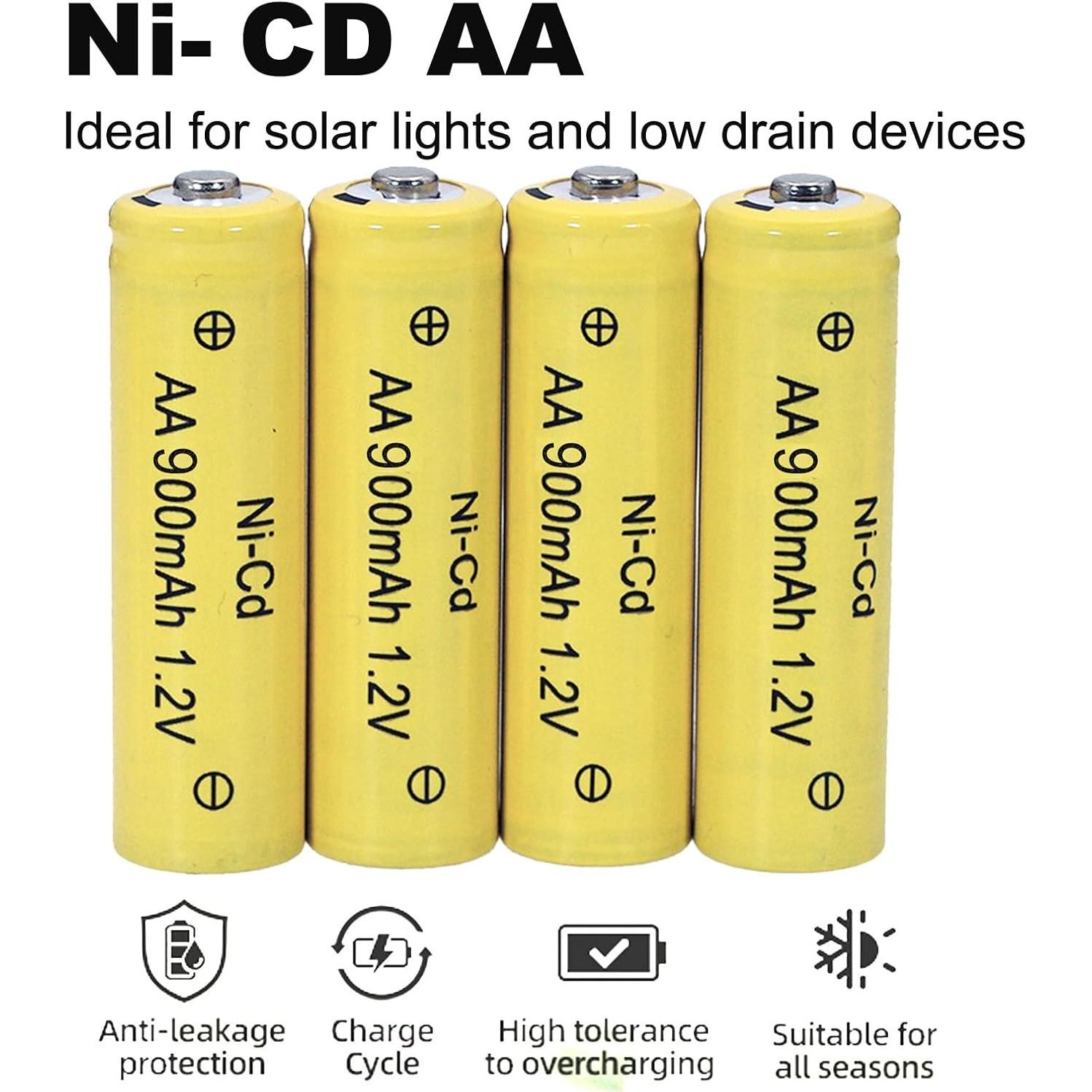 4 Baterías Recargables AA Ni-Cd 900mAh Betmaxful para Luces Solares