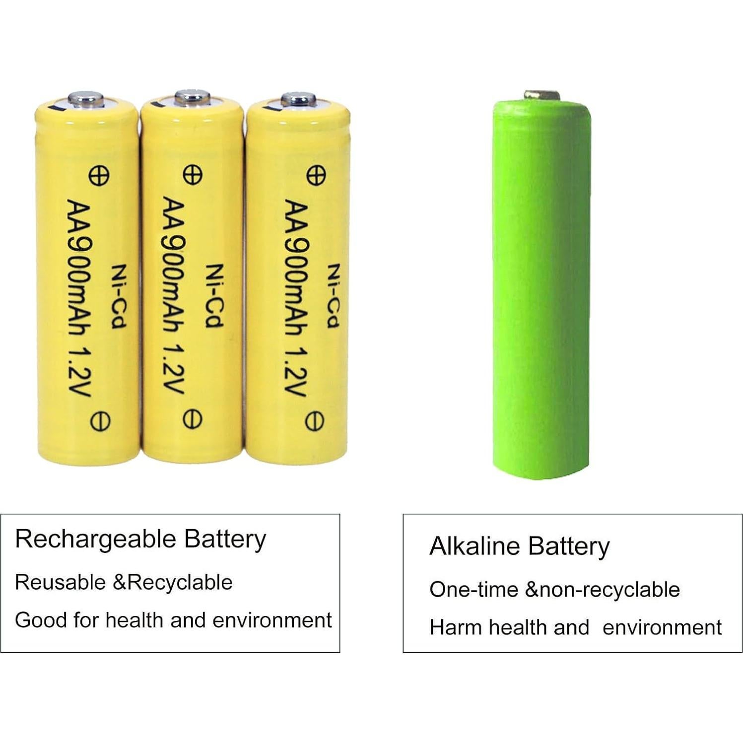 4 Baterías Recargables AA Ni-Cd 900mAh Betmaxful para Luces Solares