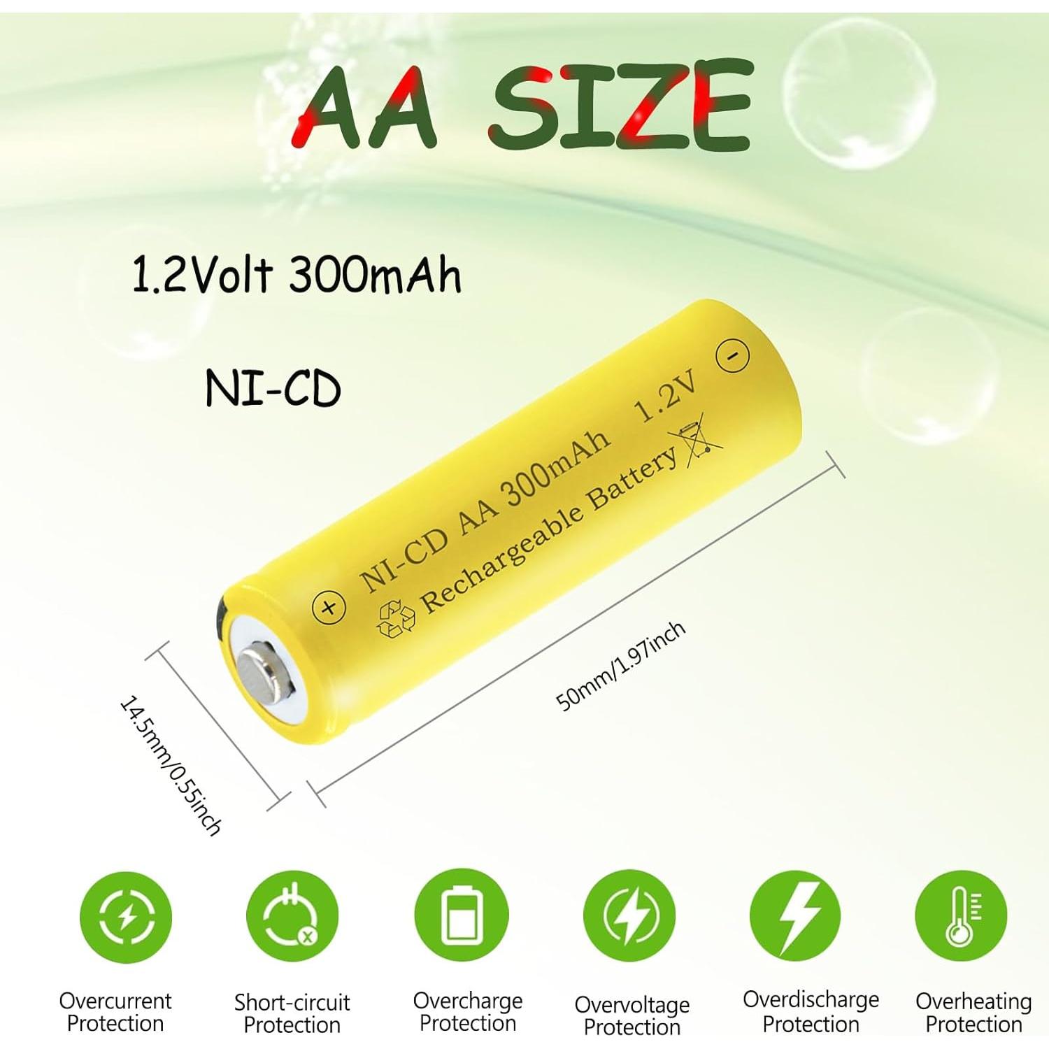 Baterías Recargables NI-CD AA 300mAh 1.2V Teneyuuo - Paquete de 4