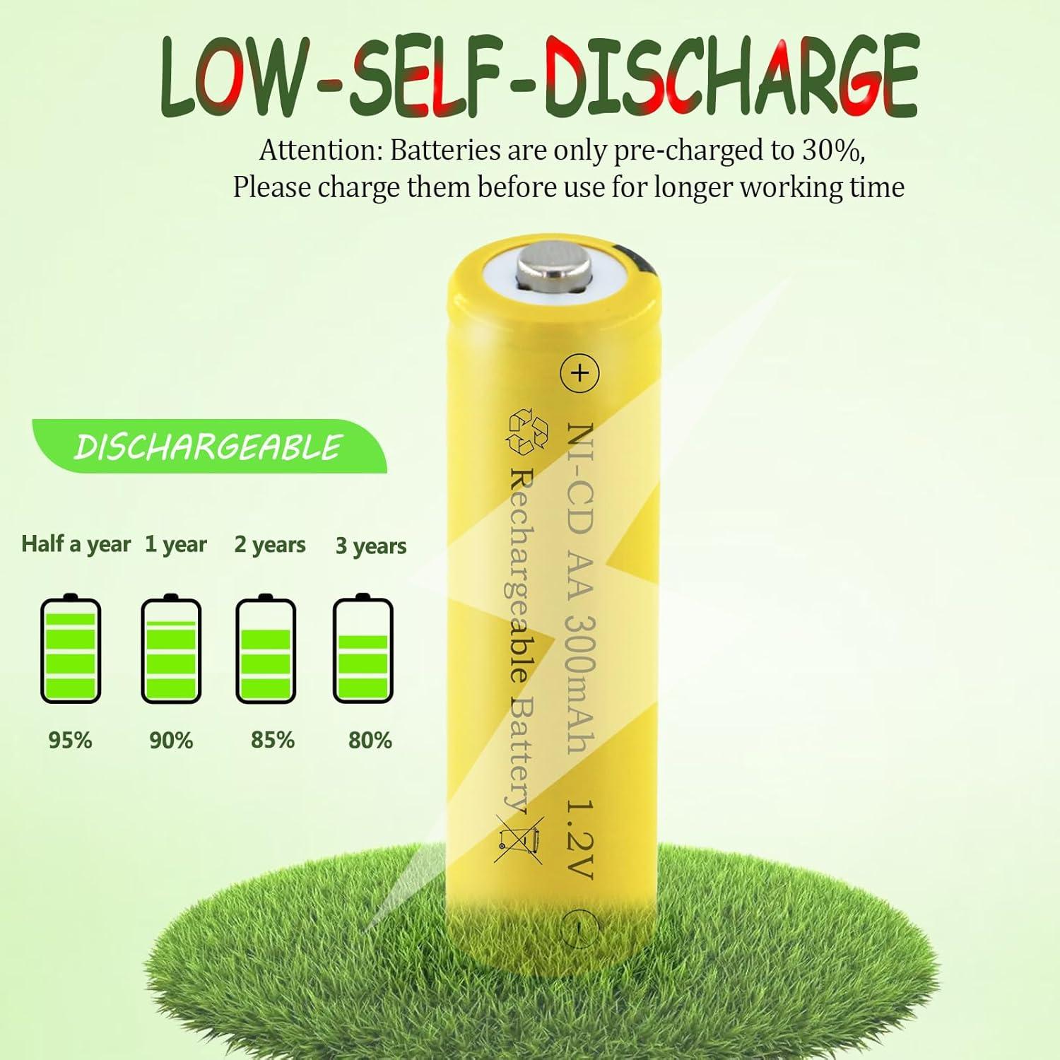 Baterías Recargables NI-CD AA 300mAh 1.2V Teneyuuo - Paquete de 4