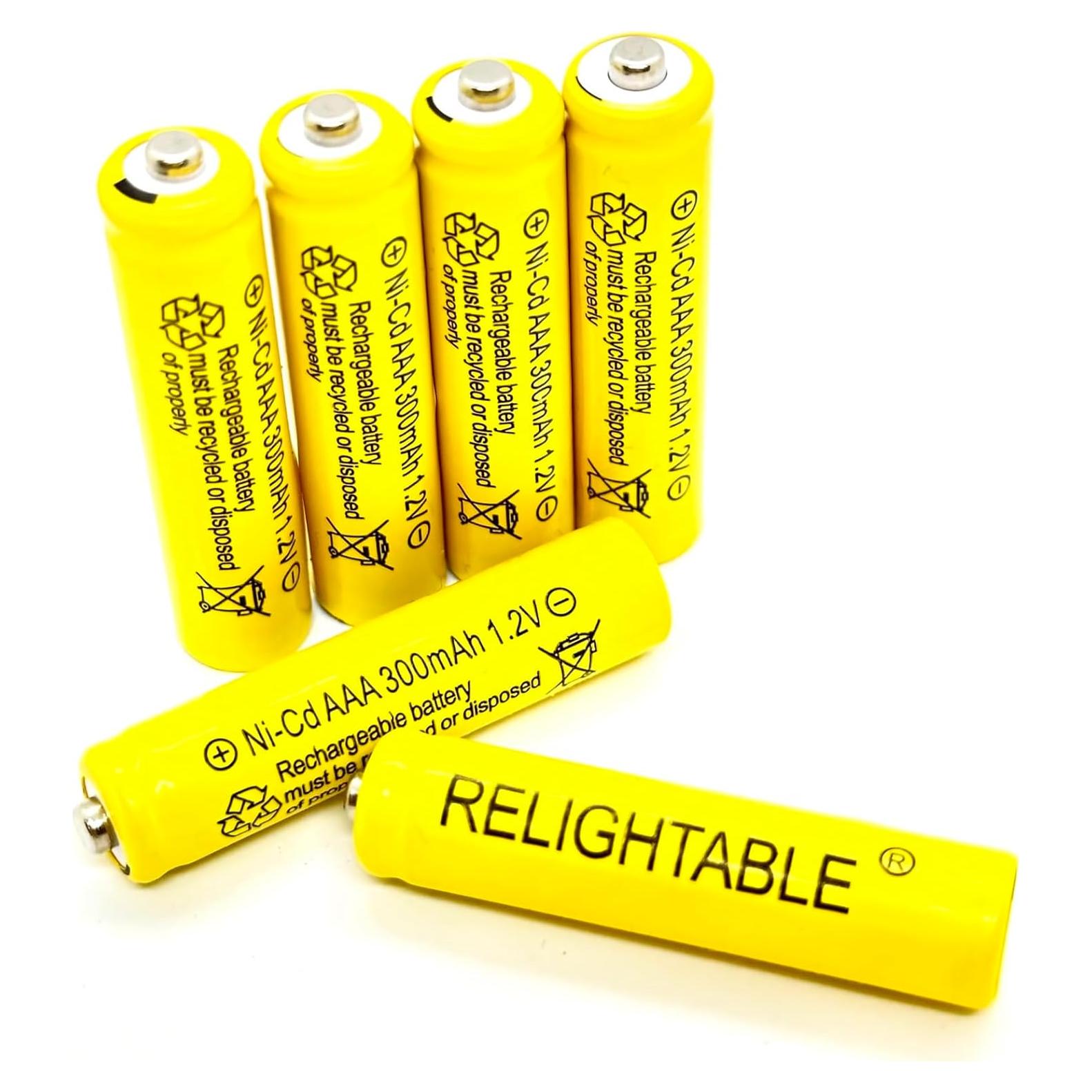 Baterías recargables AAA NiCd 300mAh 1.2V para luces solares (6)