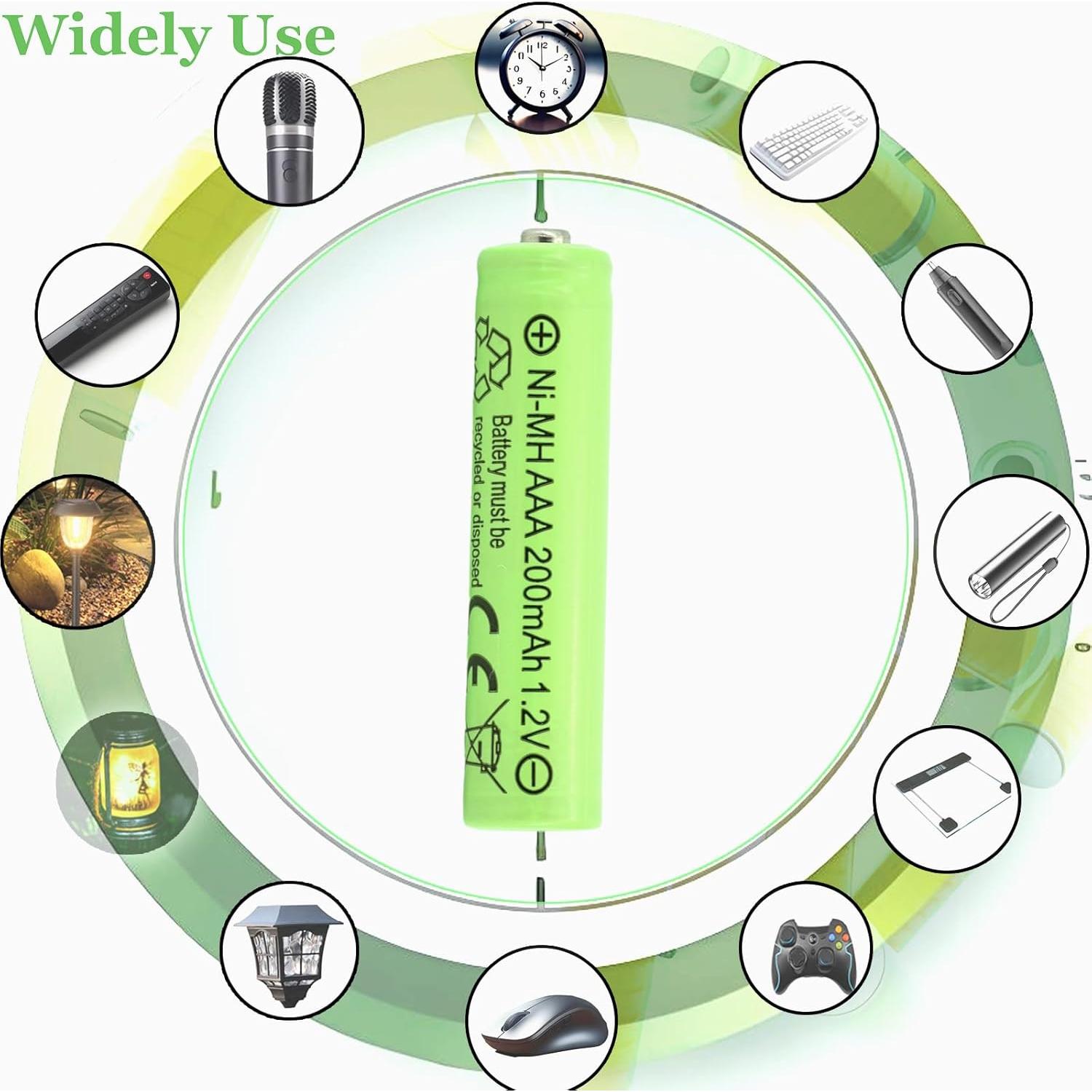 16 Baterías Recargables AAA 200mAh NiMH Yibatopow para Luces Solares