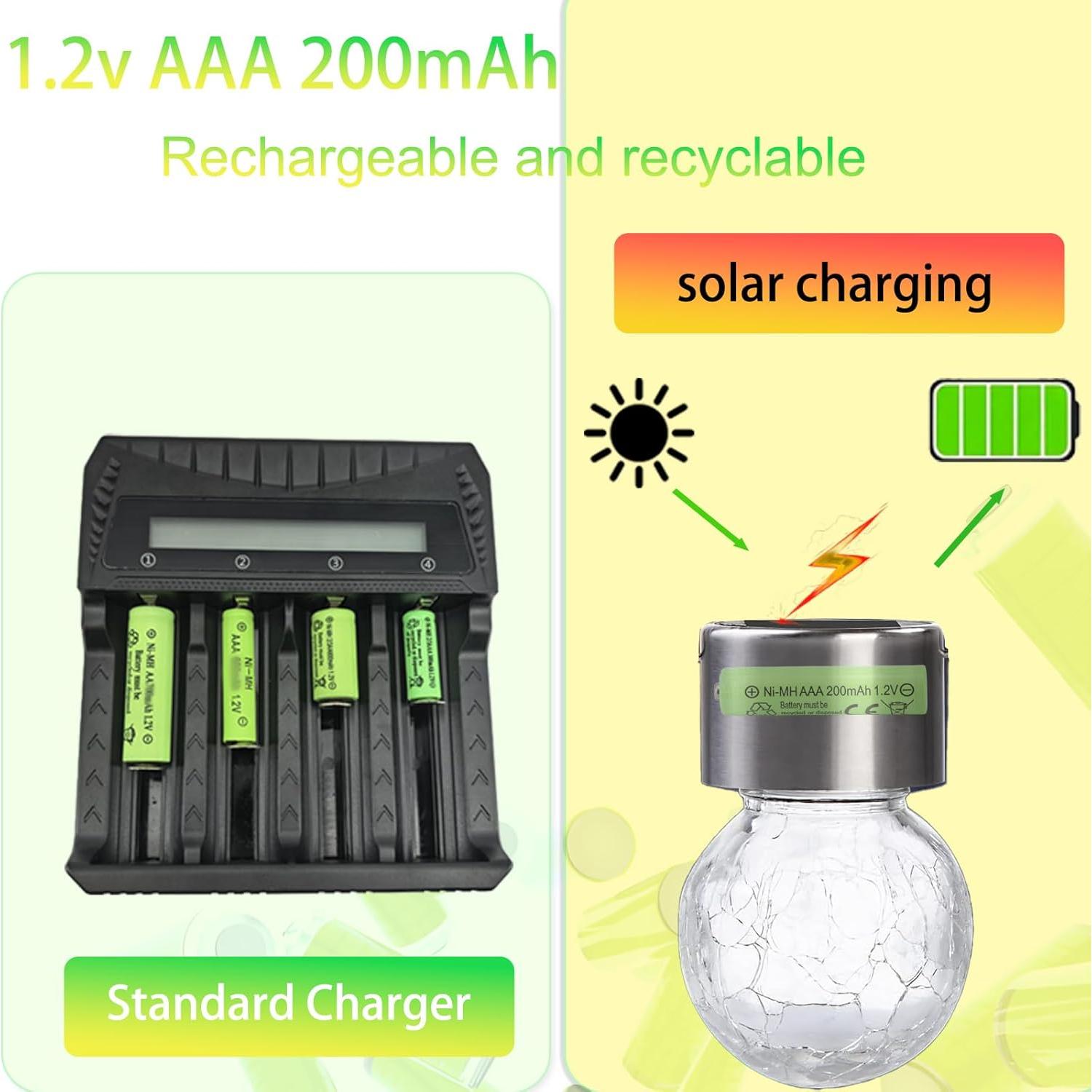 16 Baterías Recargables AAA 200mAh NiMH Yibatopow para Luces Solares