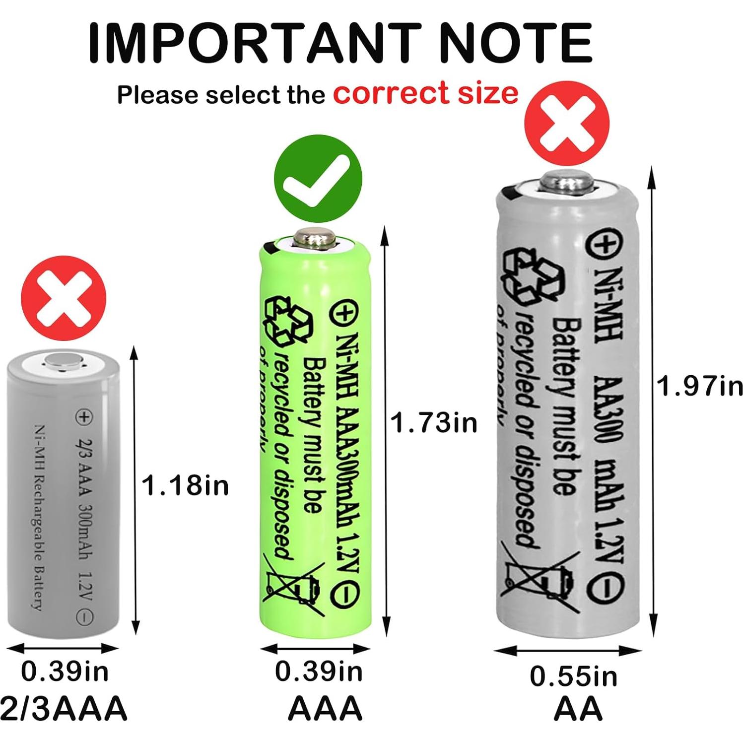 Baterías Recargables AAA 300mAh NiMH Lombaour - 10 Paquetes