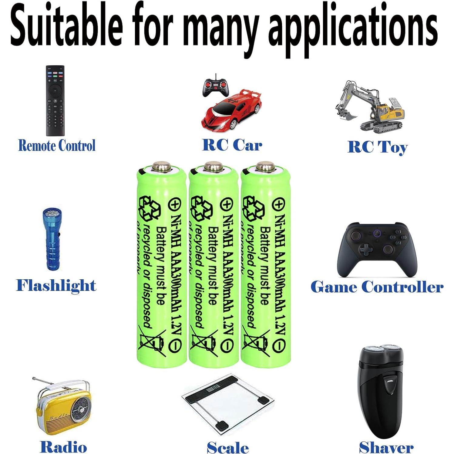 Baterías Recargables AAA 300mAh NiMH Lombaour - 10 Paquetes