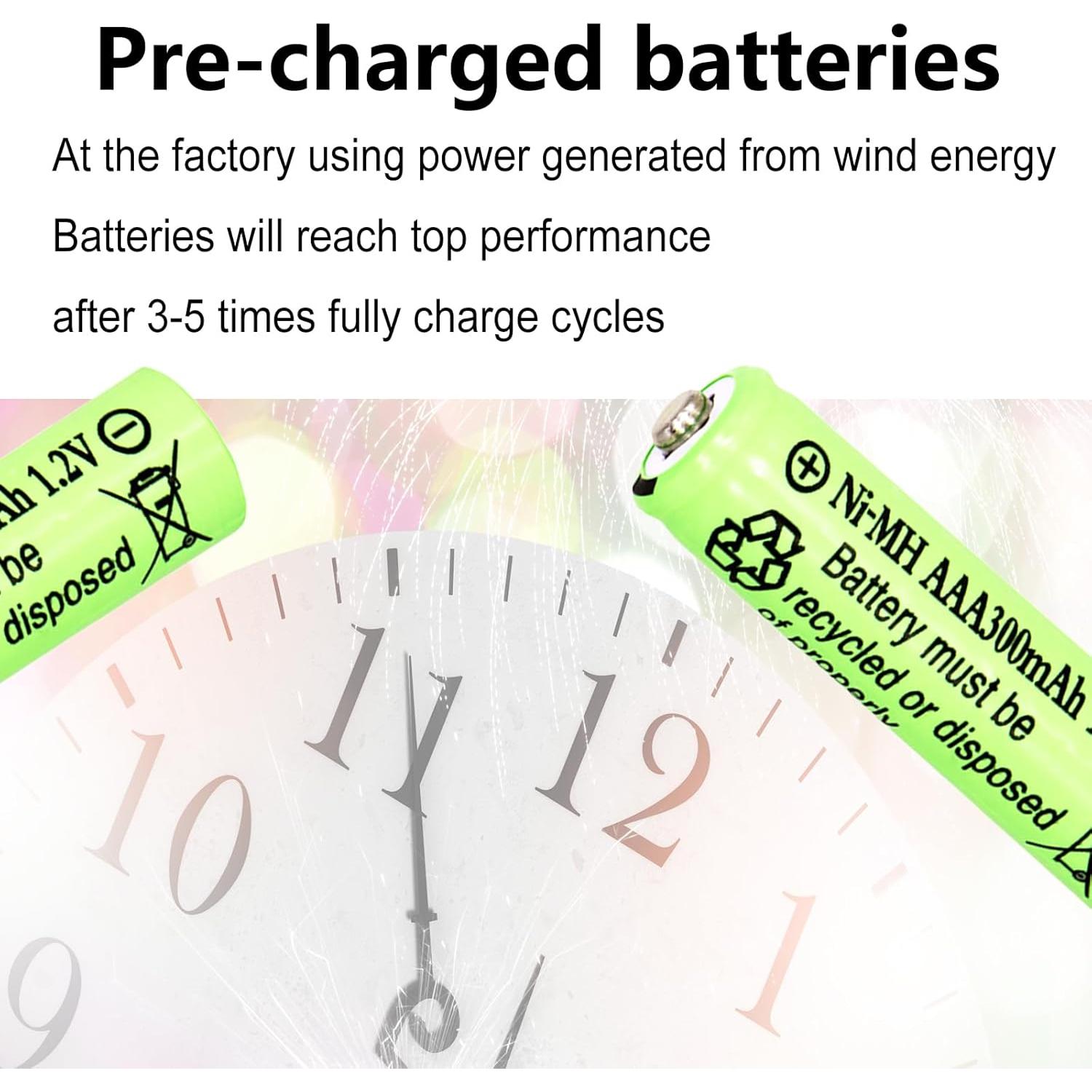 Baterías Recargables AAA 300mAh NiMH Lombaour - 10 Paquetes