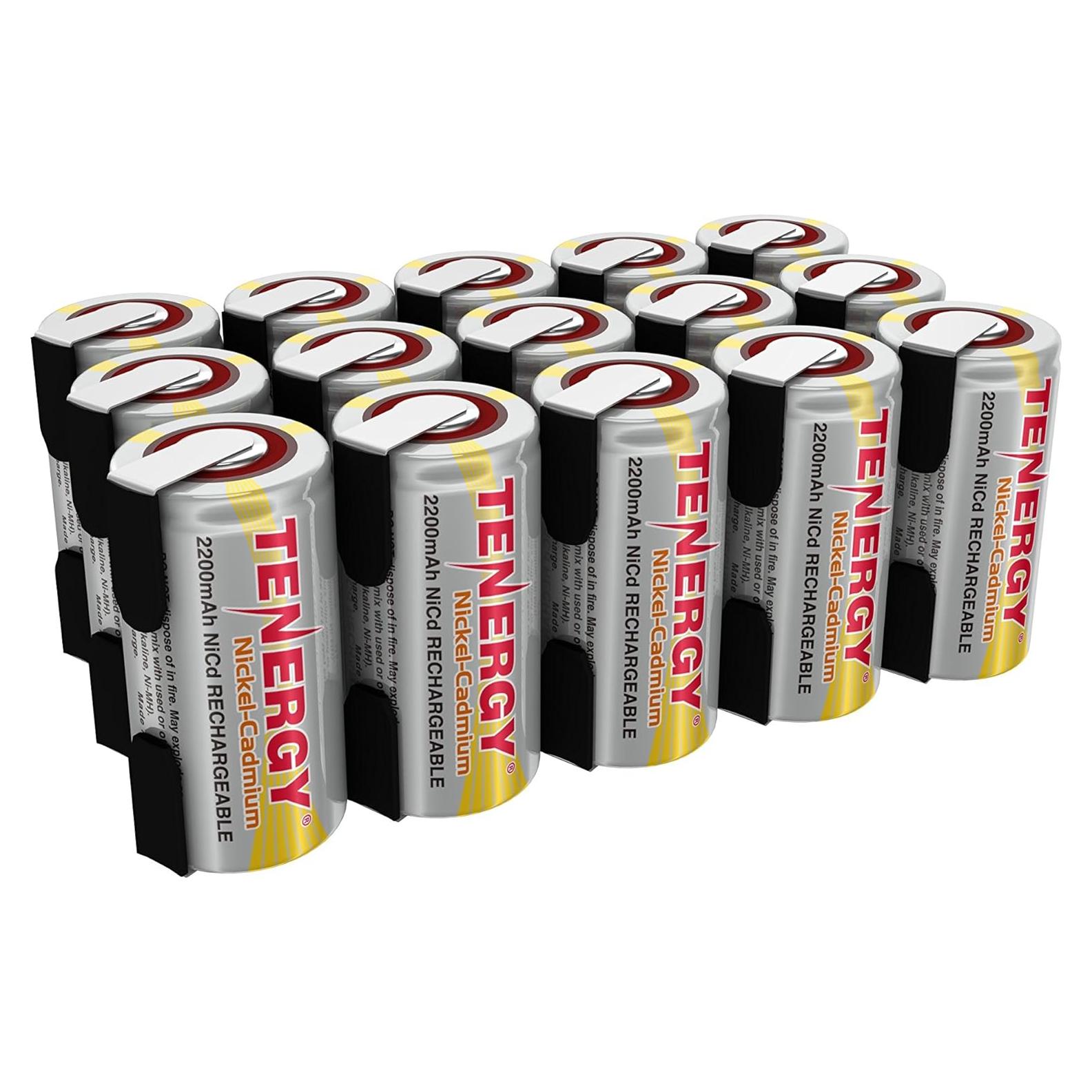Batería recargable Tenergy Sub C 2200mAh 1.2V - Paquete de 15