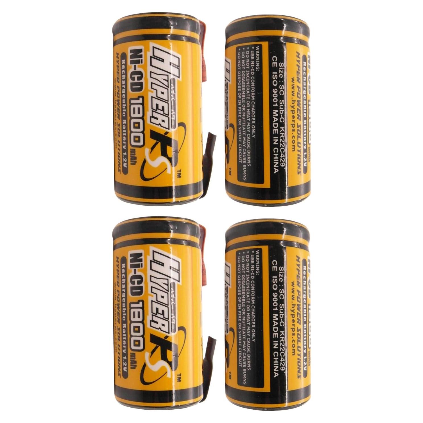 Batería recargable NiCd Sub C 1800mAh 1.2V HyperPS - Paquete de 4