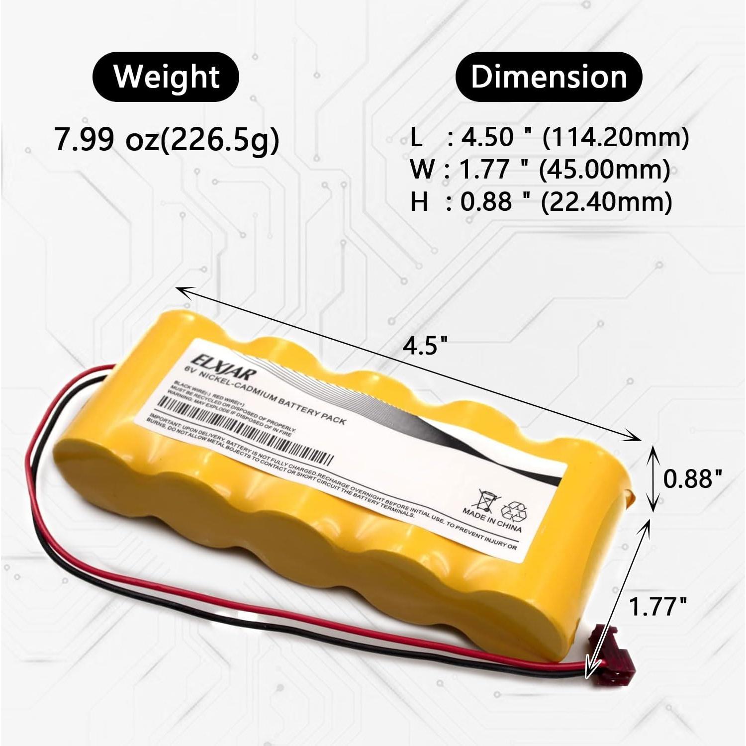 Batería Recargable NiCD 6V 2000mAh elxjar para Emergencia