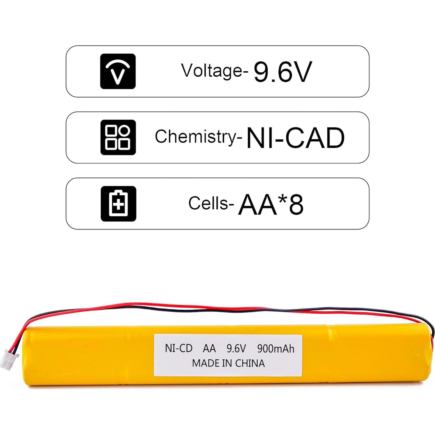 Paquete de 2 Baterías Recargables Ni-Cd 9.6V 900mAh Fulpower