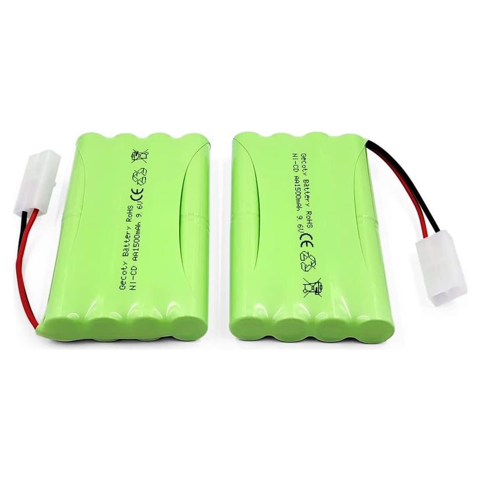Batería Recargable Ni-Cd 9.6V 1500mAh Gecoty - Paquete de 2