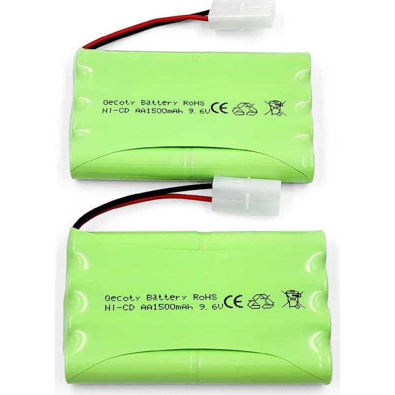 Batería Recargable Ni-Cd 9.6V 1500mAh Gecoty - Paquete de 2