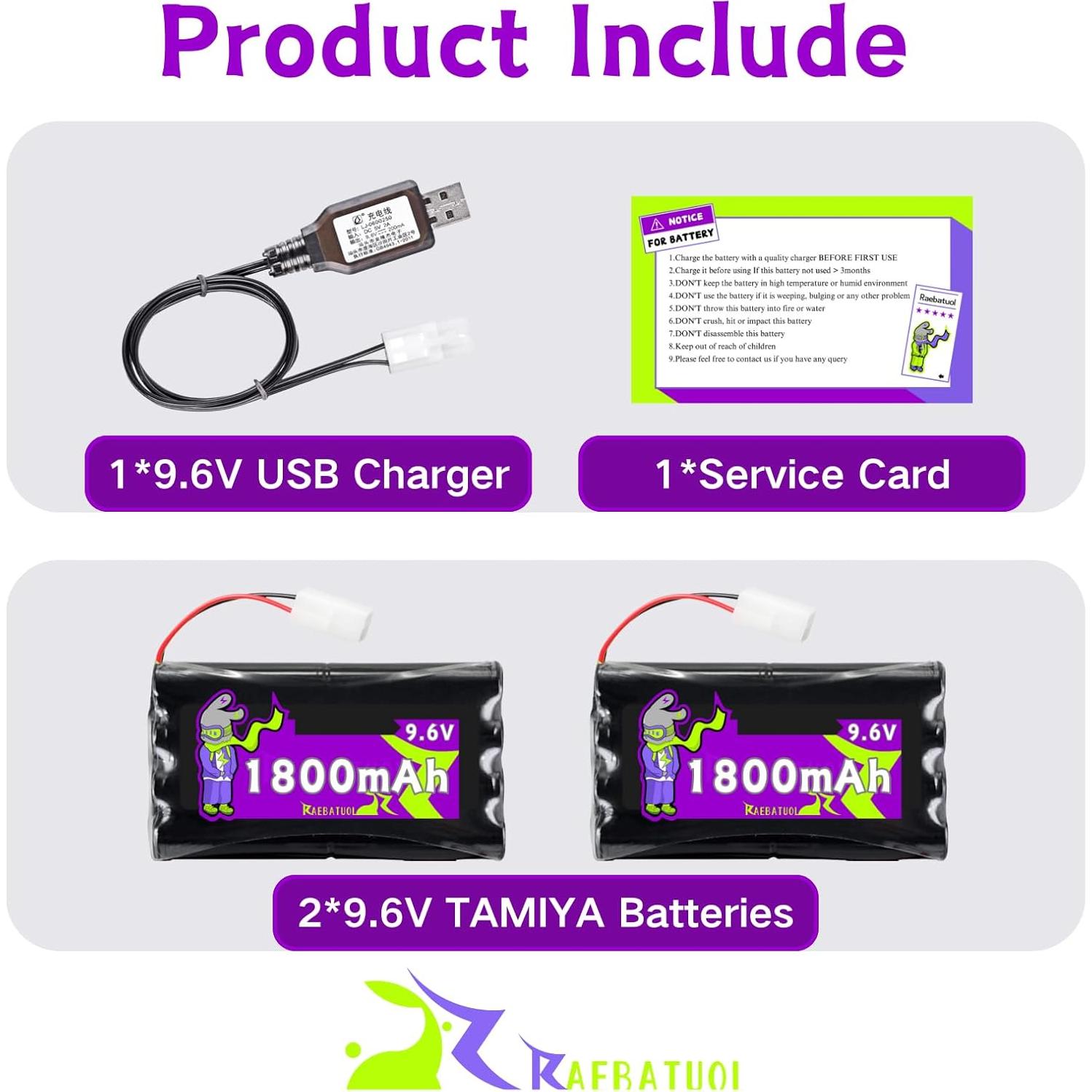 Batería recargable NiCd 9.6V 1800mAh Raebatuol KET2P/TAMIYA