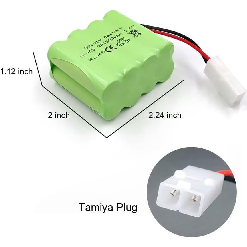 Batería Recargable Ni-Cd 9.6V 1500mAh Gecoty - Paquete de 2