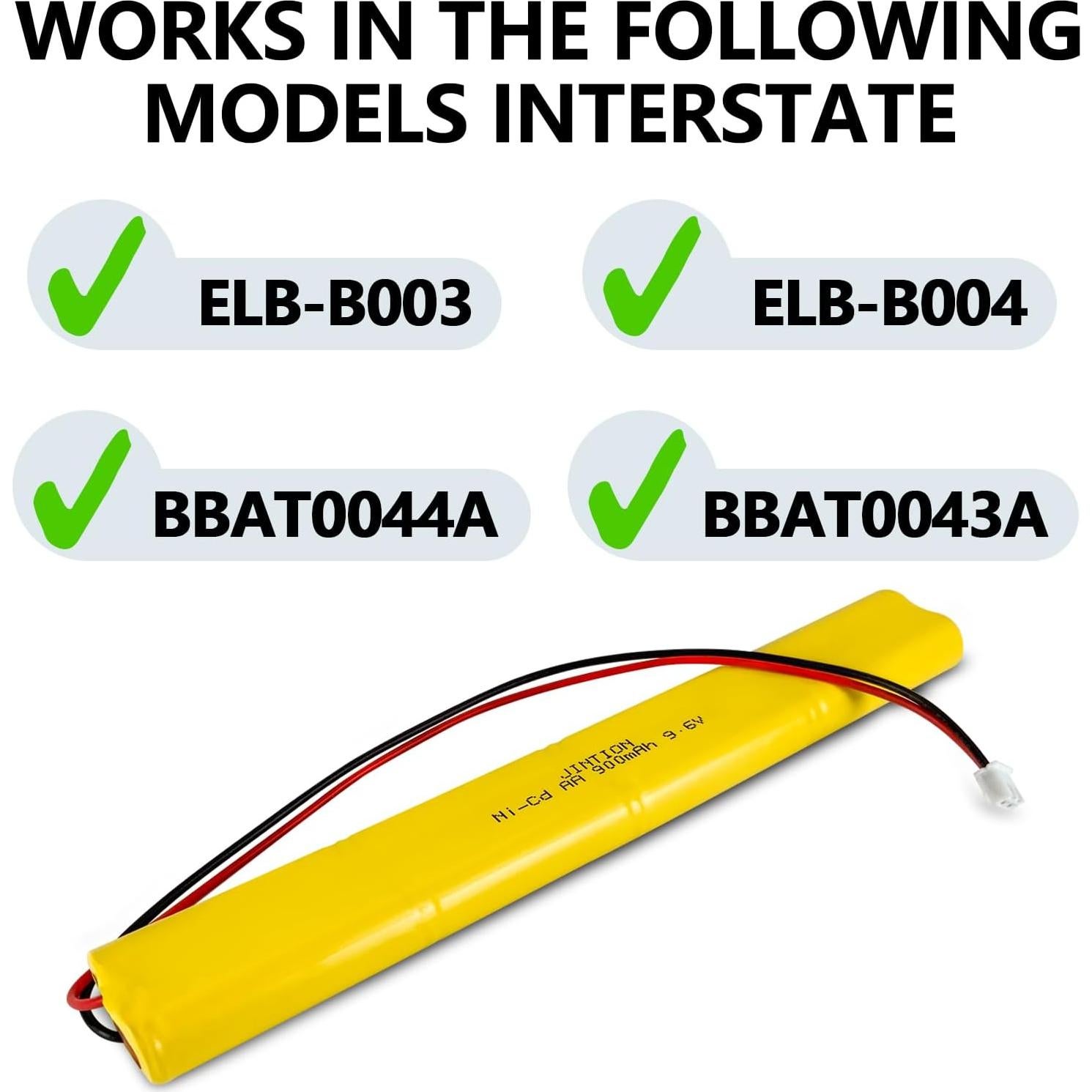 Batería recargable Ni-Cd 9.6V 900mAh JINTION para luz de emergencia