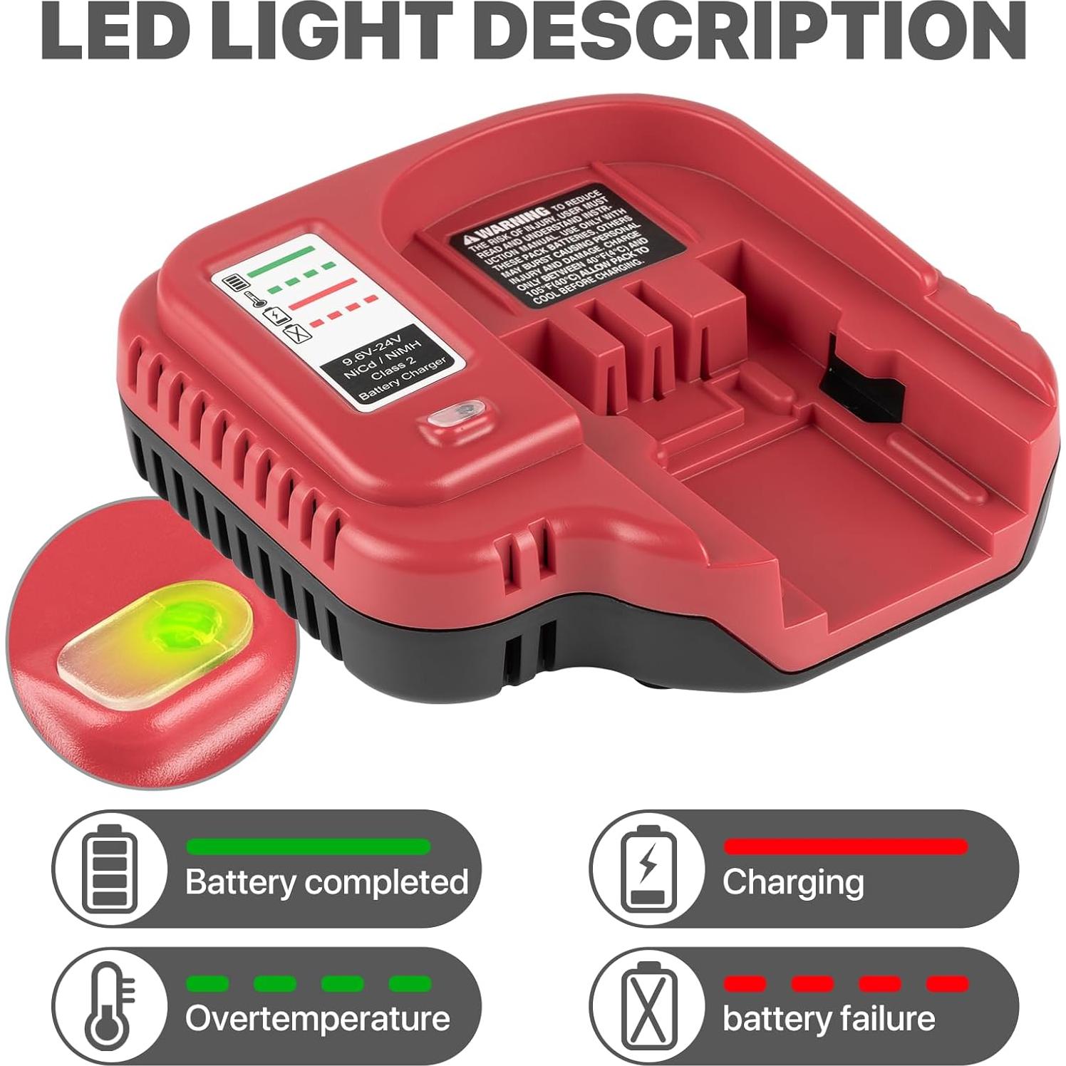 Cargador Rápido DONGPUCUN para Baterías Black & Decker 9.6V a 24V