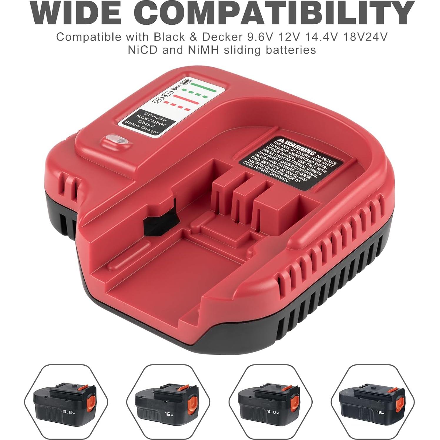 Cargador Rápido DONGPUCUN para Baterías Black & Decker 9.6V a 24V