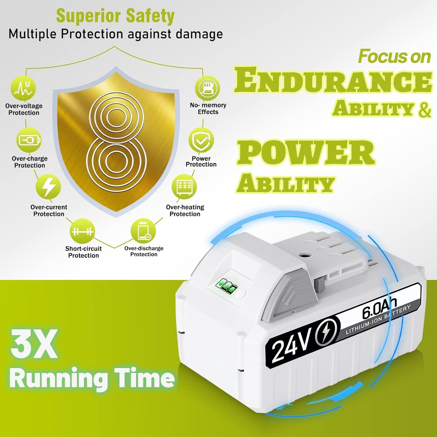 Batería de Reemplazo 24V 6.0Ah TenHutt para Snow Joe 2Pack