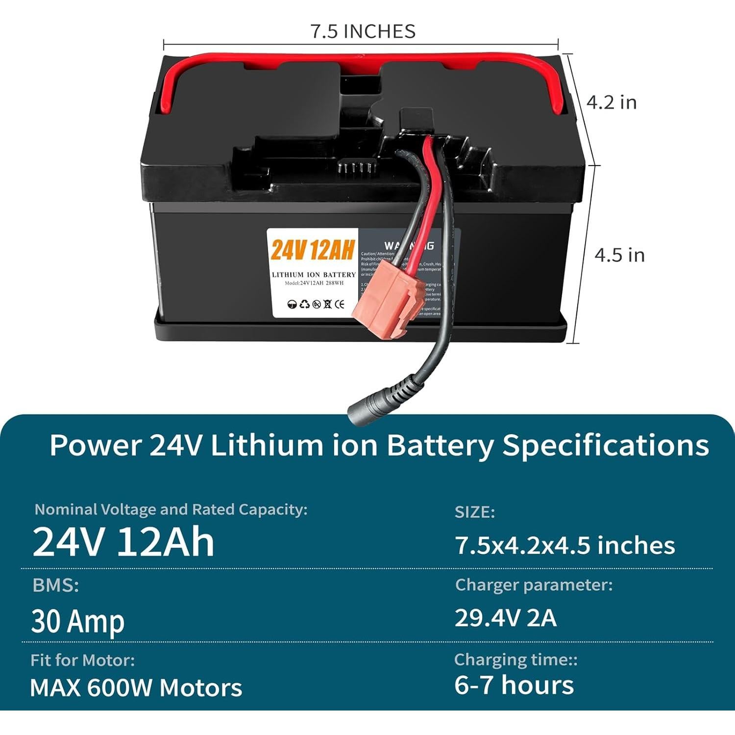 Batería de Litio 24V 7Ah DRSD con Cargador Rápido 2A