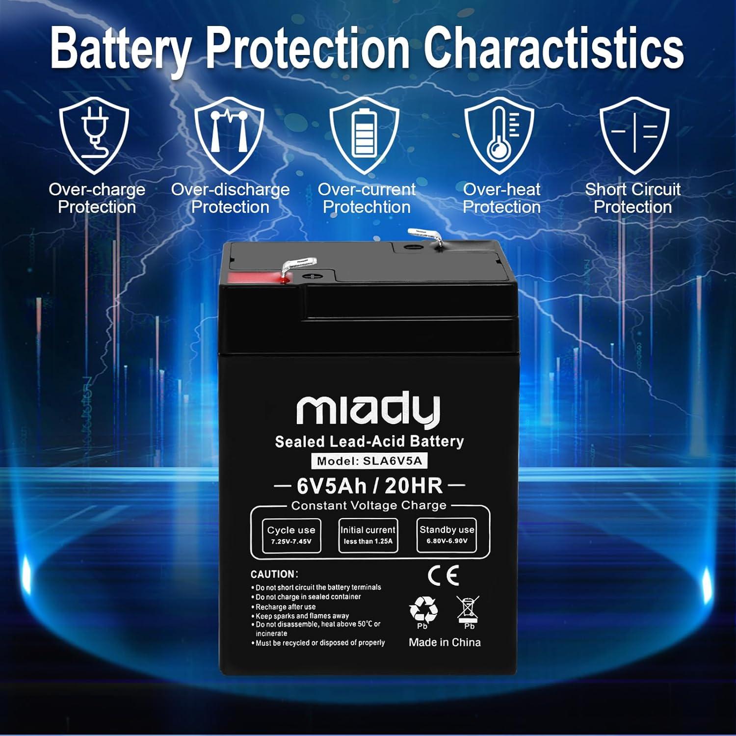 Batería Recargable Miady 6V 5Ah SLA - Paquete de 6 Unidades