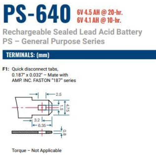Batería Recargable Power-Sonic PS-640 6V 4.5AH AGM