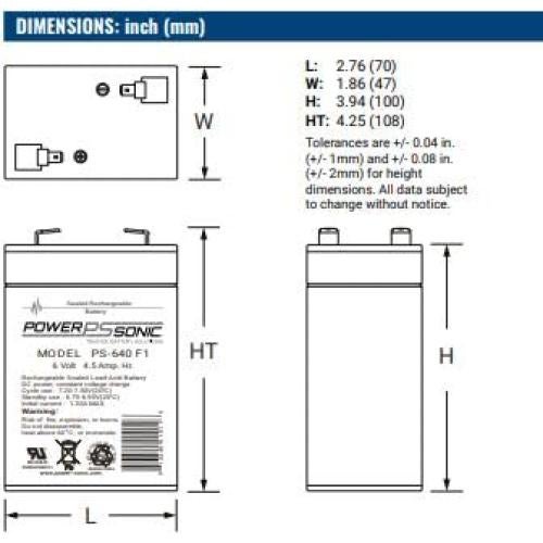 Batería Recargable Power-Sonic PS-640 6V 4.5AH AGM