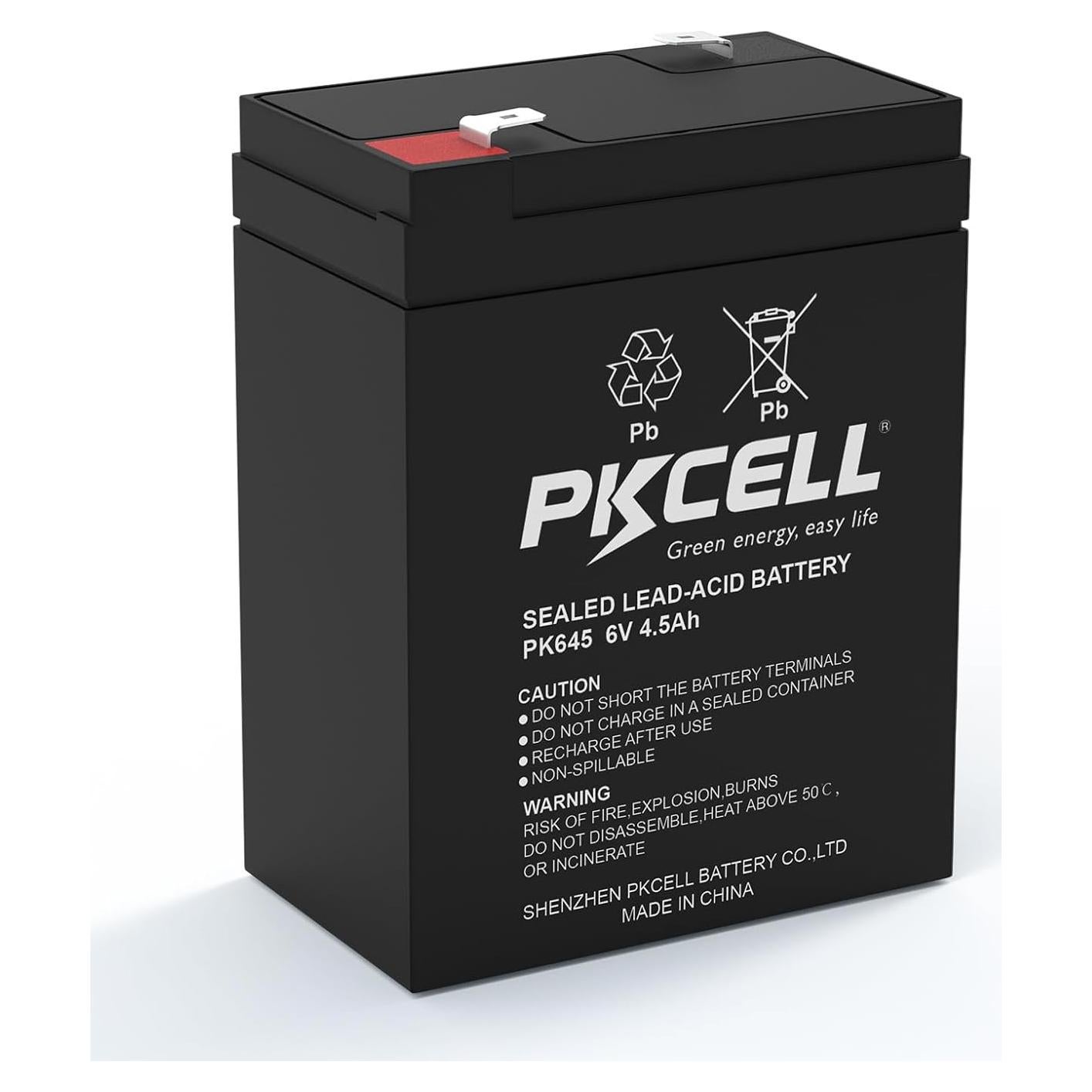Batería Recargable PKCELL 6V 4.5Ah SLA para Juguetes y Alarmas
