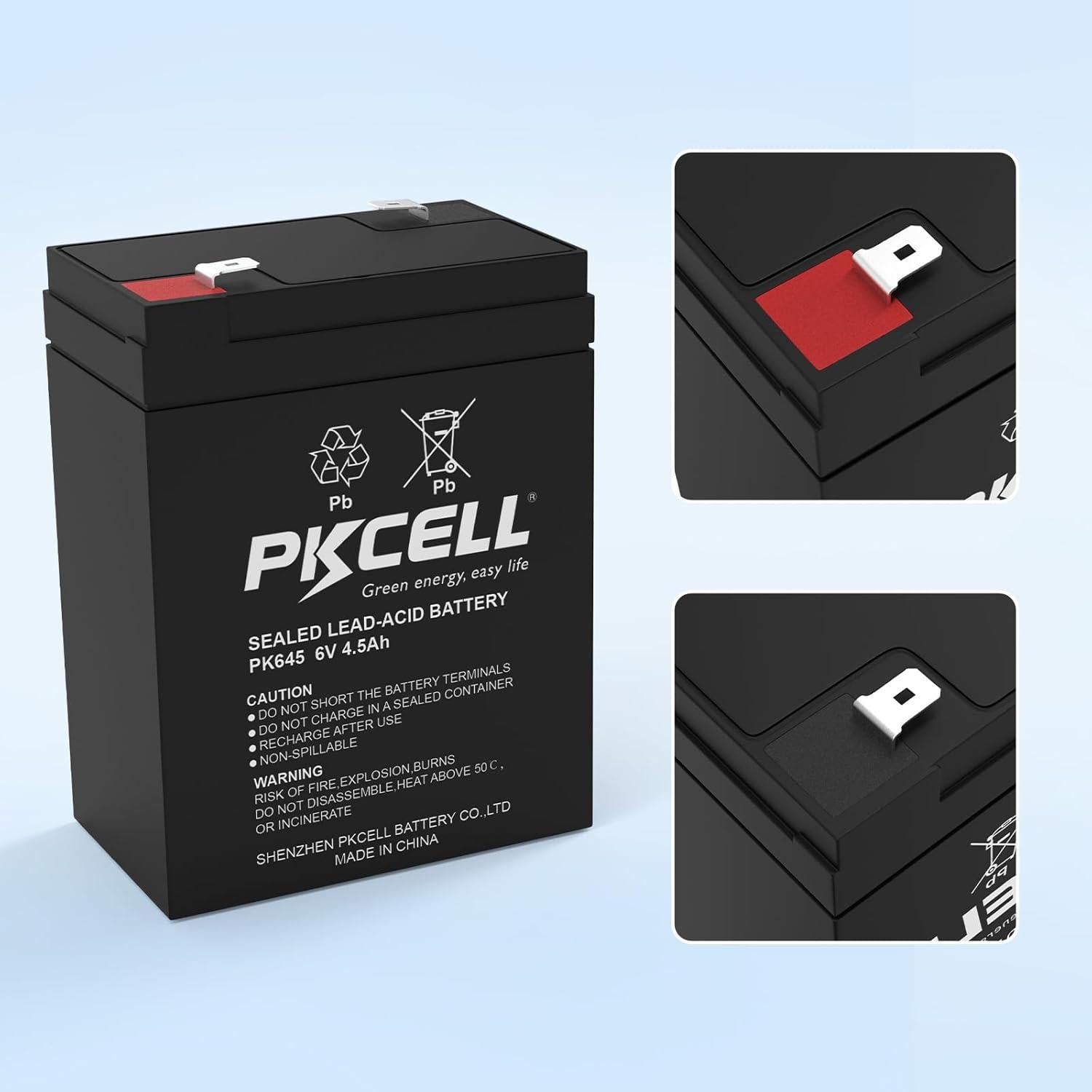 Batería Recargable PKCELL 6V 4.5Ah SLA para Juguetes y Alarmas