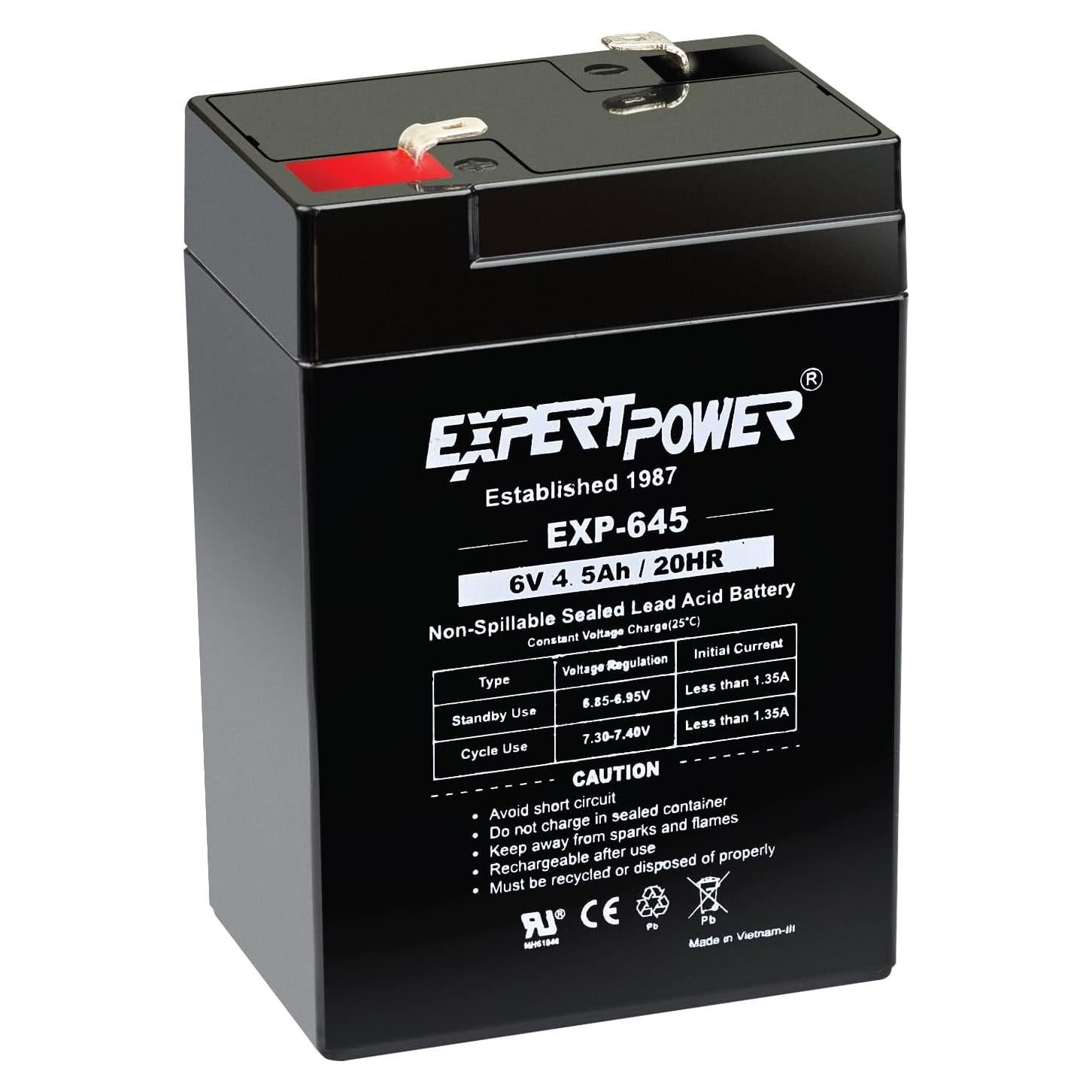 Batería Recargable 6V 4.5A ExpertPower EXP645 para Alarmas