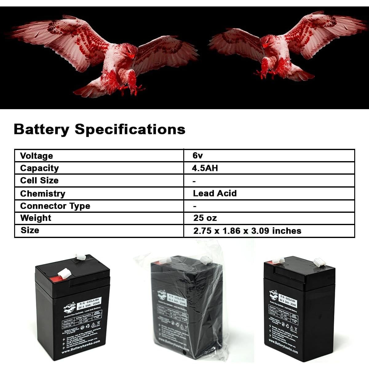 Paquete de 5 Baterías ELB-0604 6V 4.5AH Plomo Sellada