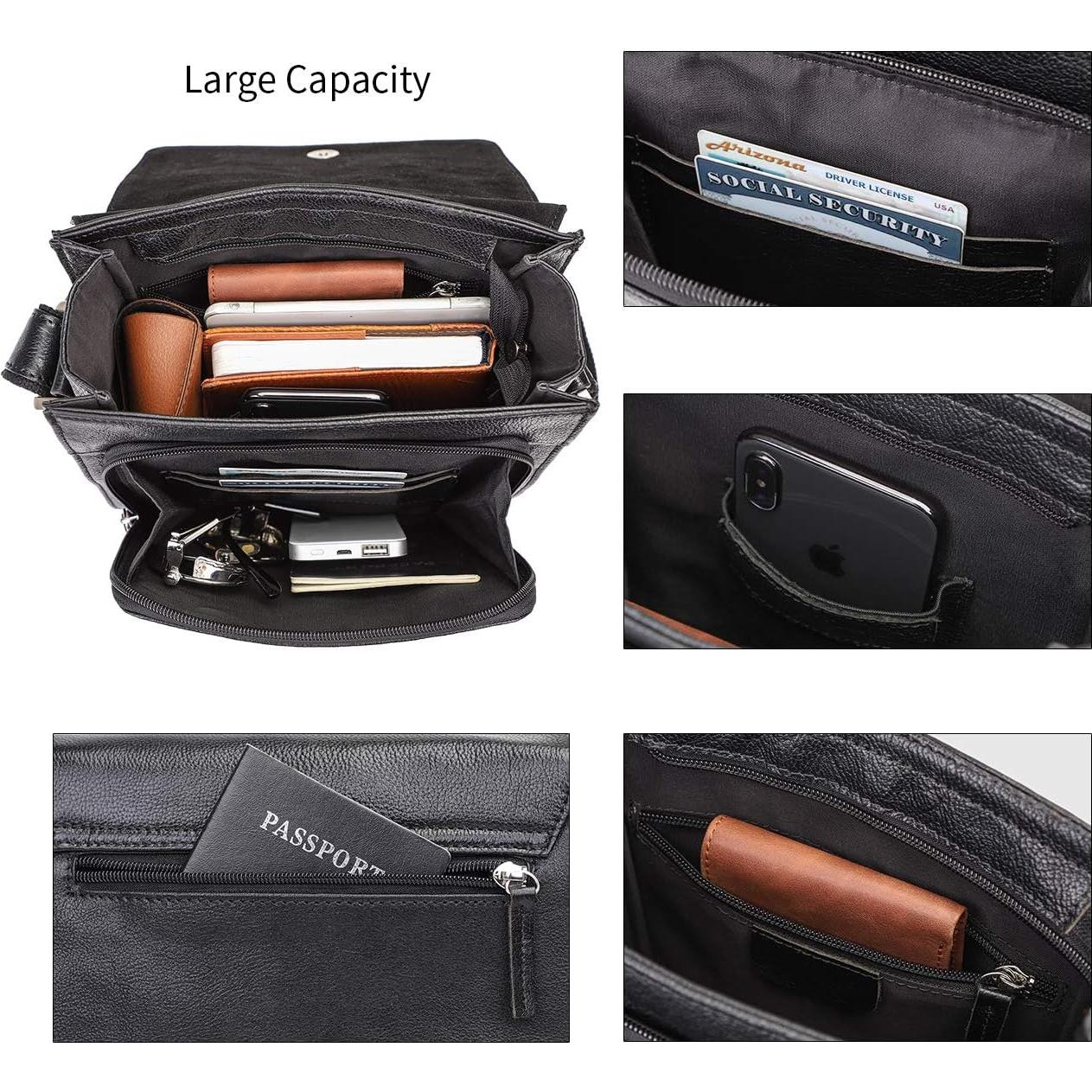 Bolsa Mensajero Cuero Augus Vintage 22x8x25cm Ajustable