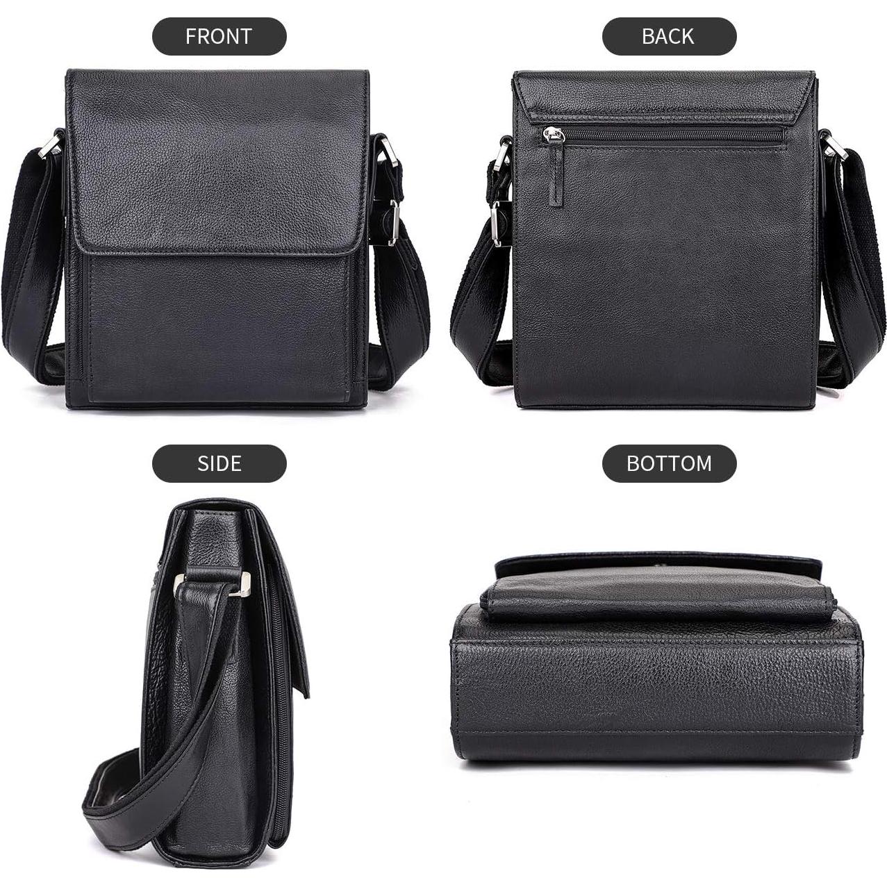 Bolsa Mensajero Cuero Augus Vintage 22x8x25cm Ajustable