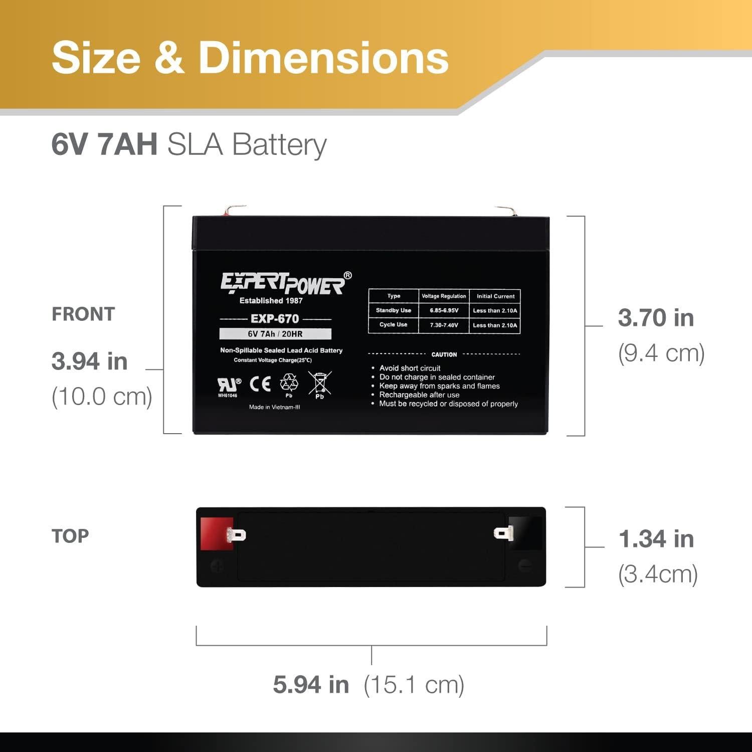 Batería de Plomo Sellada ExpertPower 6V 7AH Terminal F1